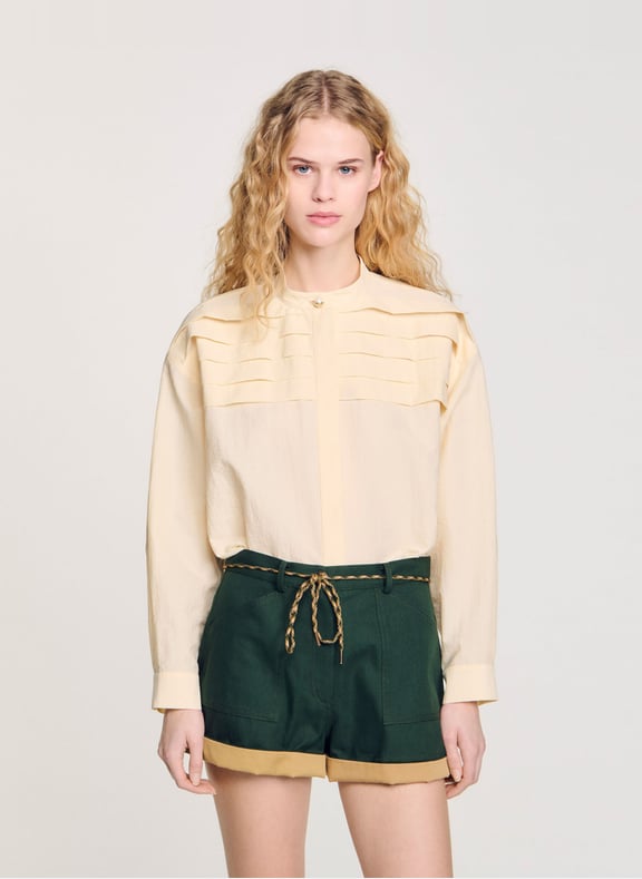 Chemise ample boutonnée à plis Beige by SANDRO SANDRO Chemise ample boutonnée à plis Beige