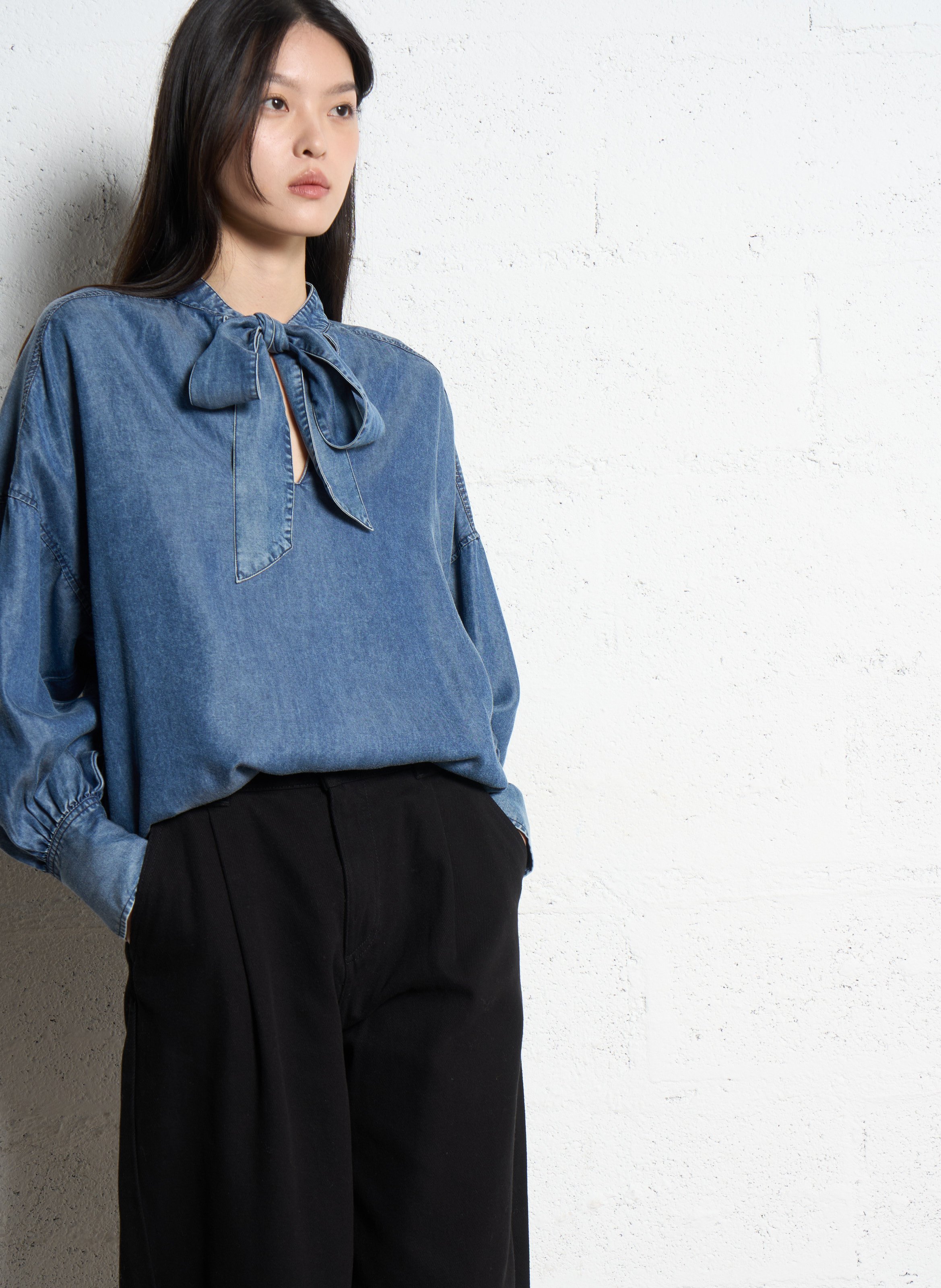 Blouse oversize en denim IKKS Bleu