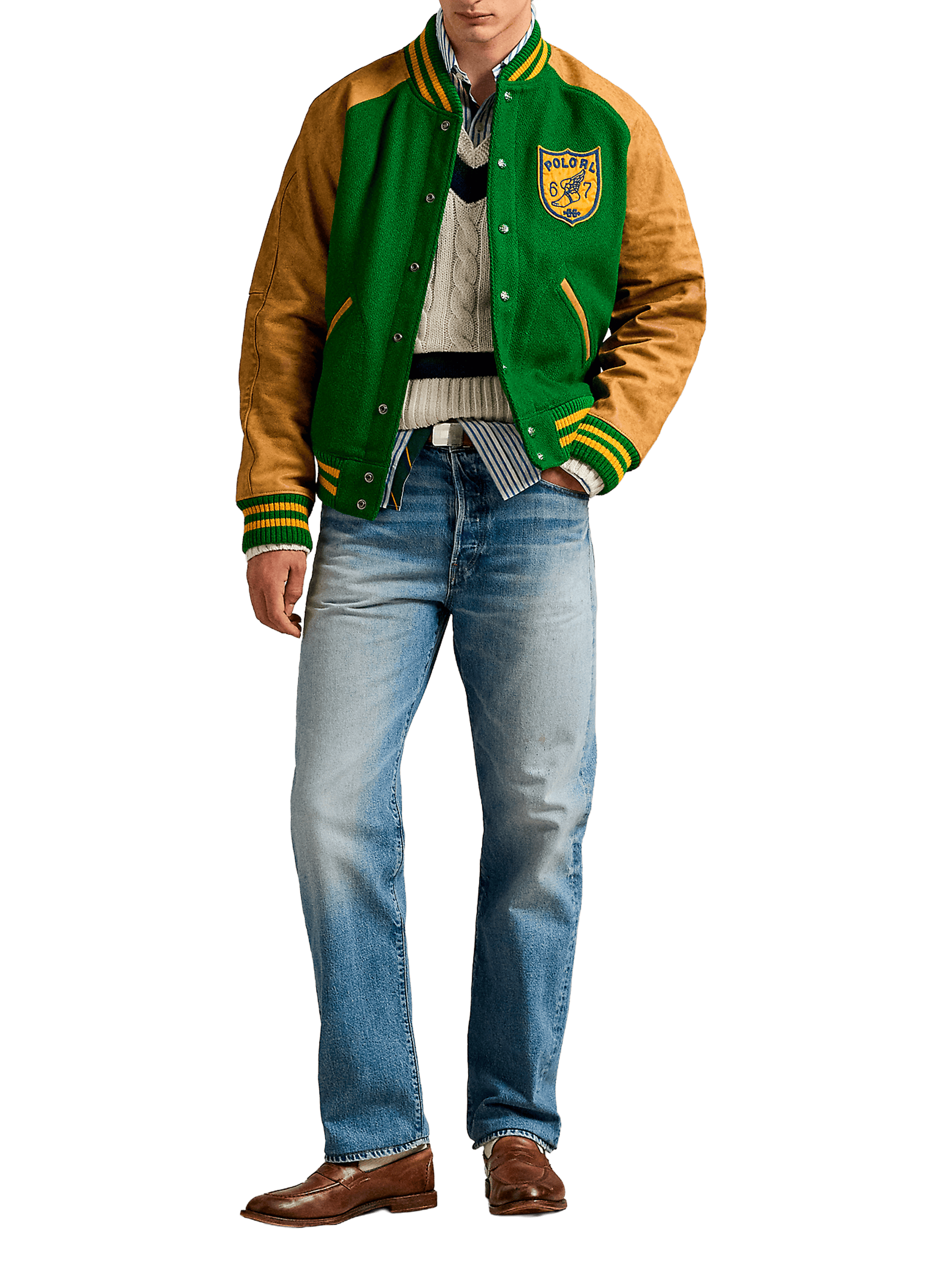 Oversized wool blend jacket POLO RALPH LAUREN Green