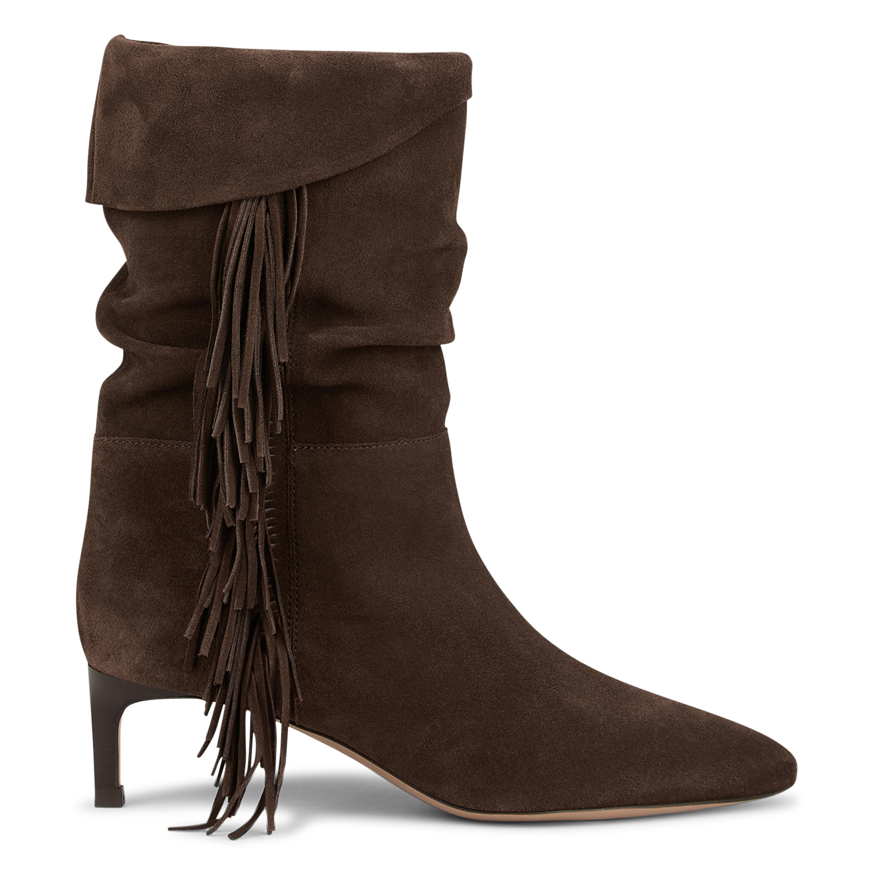 BA&SH Bottes unies à franges en cuir cardi Marron
