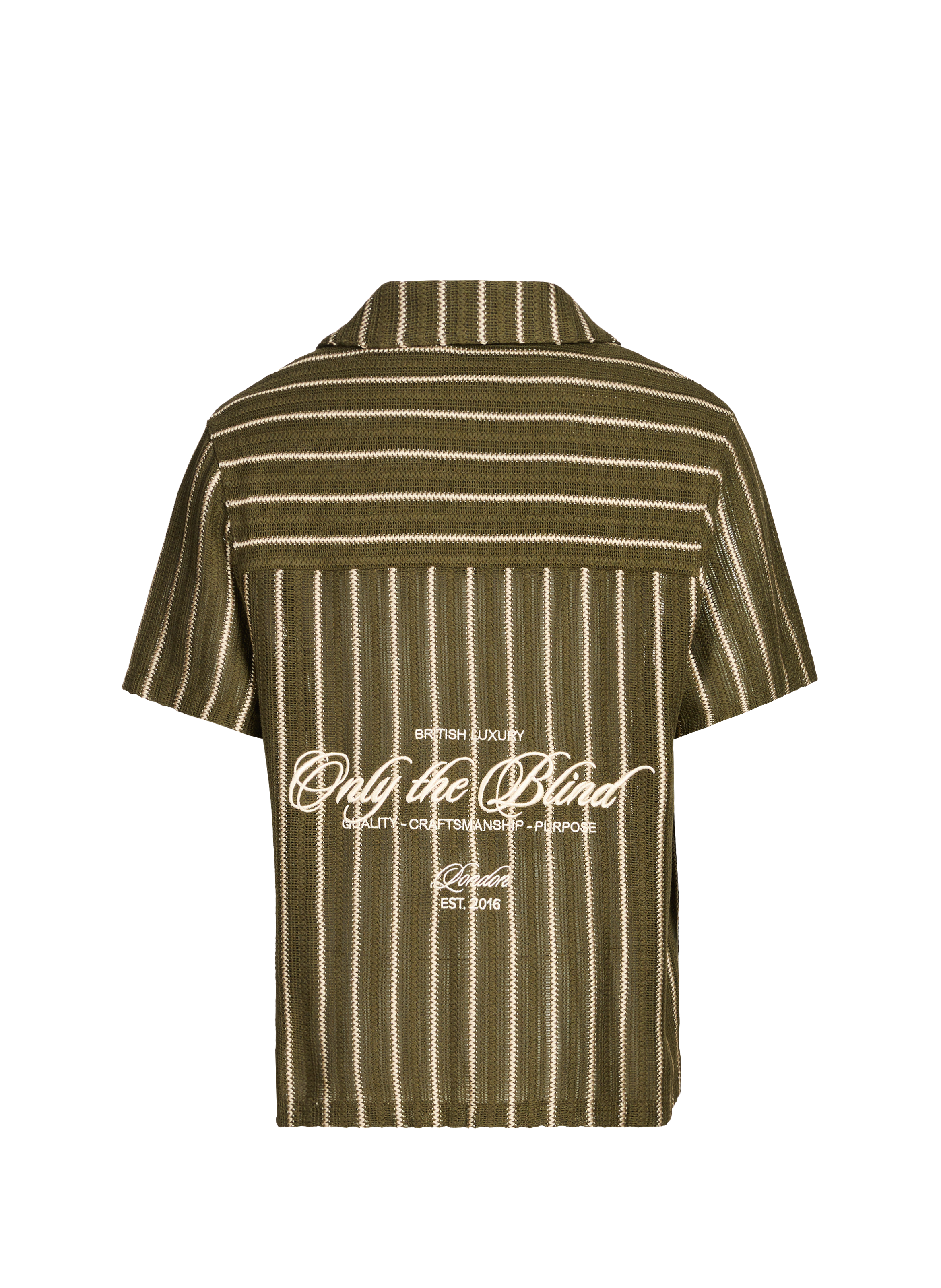 Cuban collar shirt in striped cotton blend ONLY THE BLIND Green
