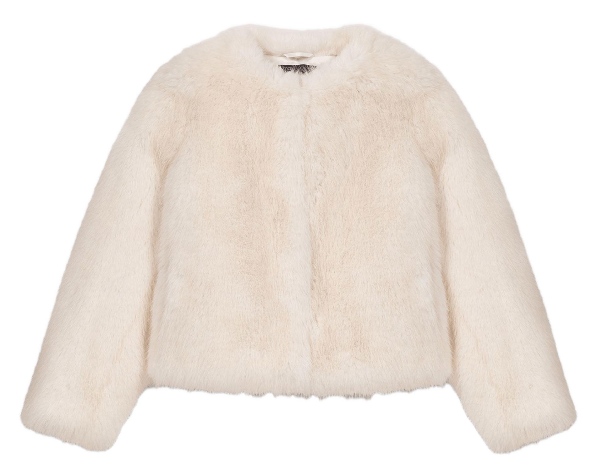 Manteau court col rond en fausse fourrure MAJE Beige