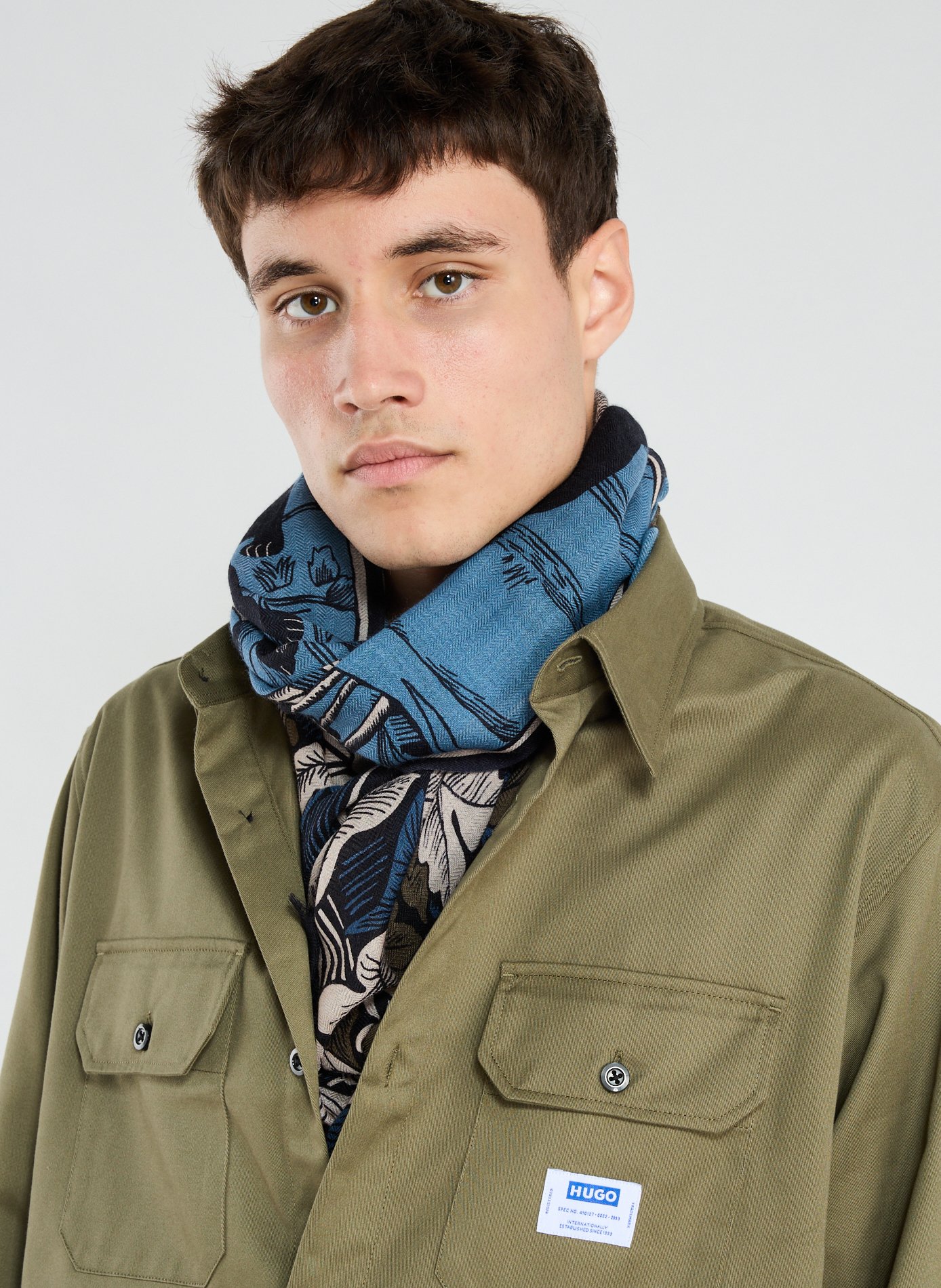 Foulard imprimé en laine, cachemire et soie mélangés INOUI EDITIONS Multicolore