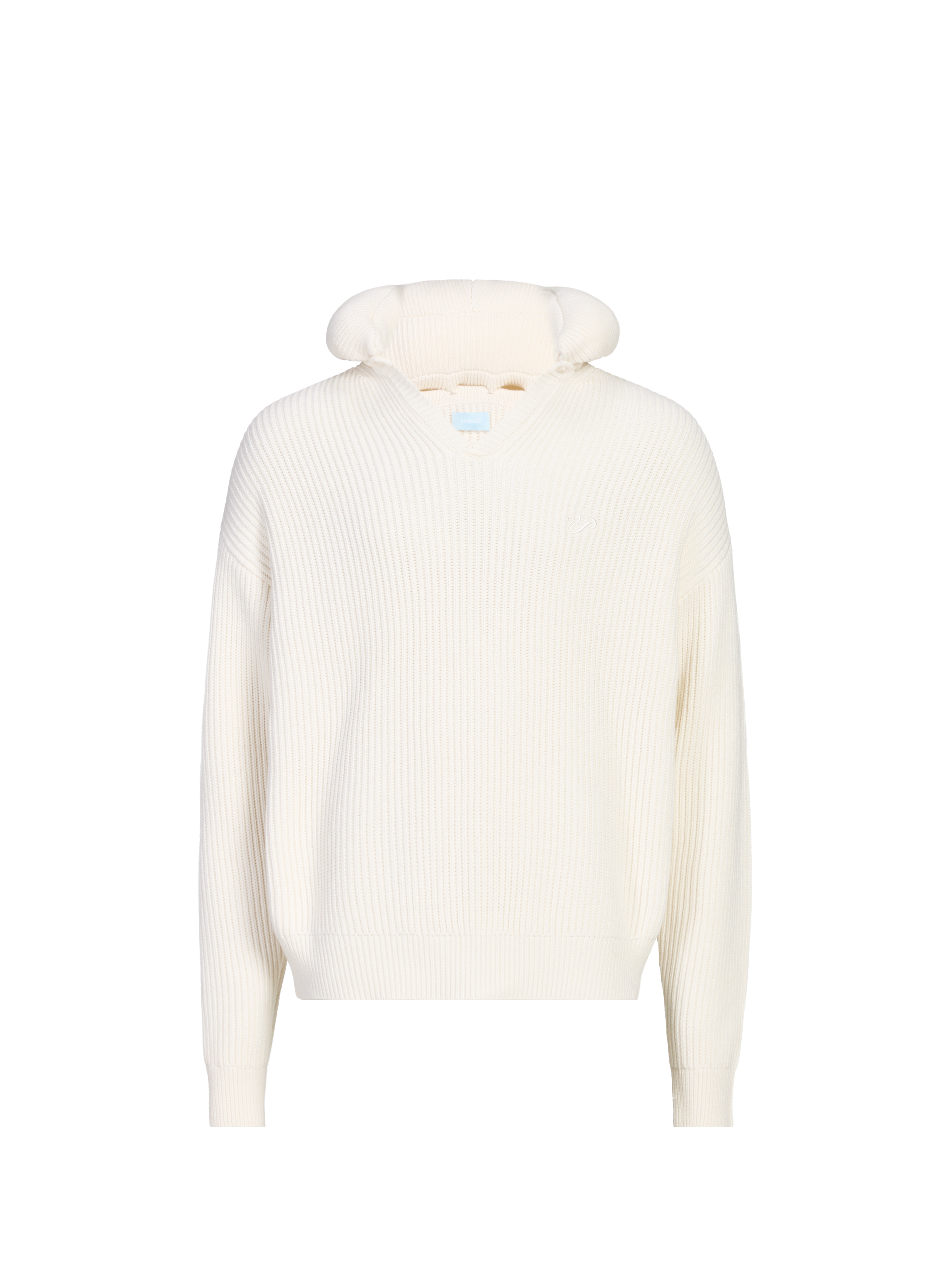 Pull à col amovible en laine mérinos et coton 3 PARADIS Blanc