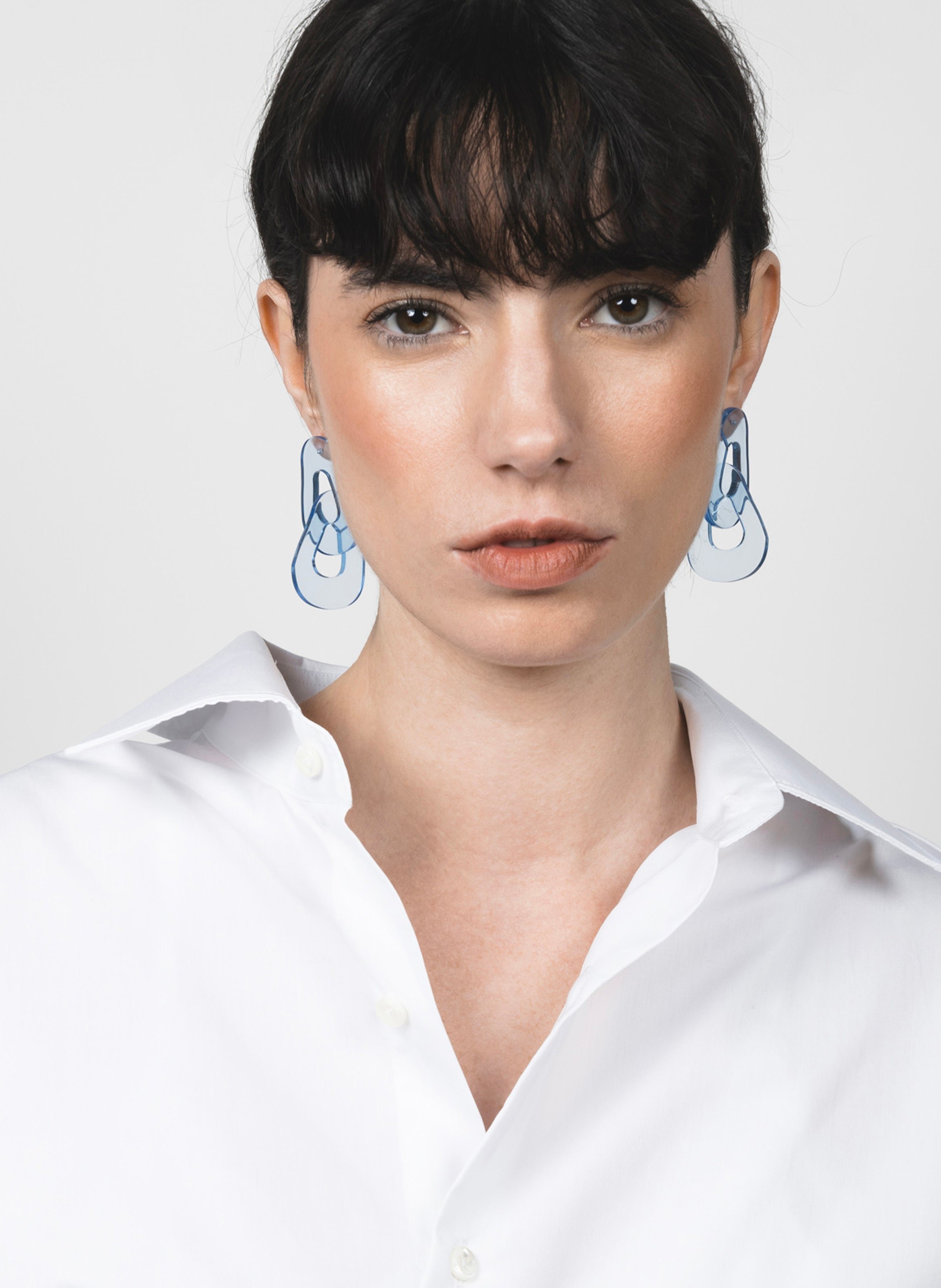 Boucles d'oreilles maillons en acétate de cellulose Bleu