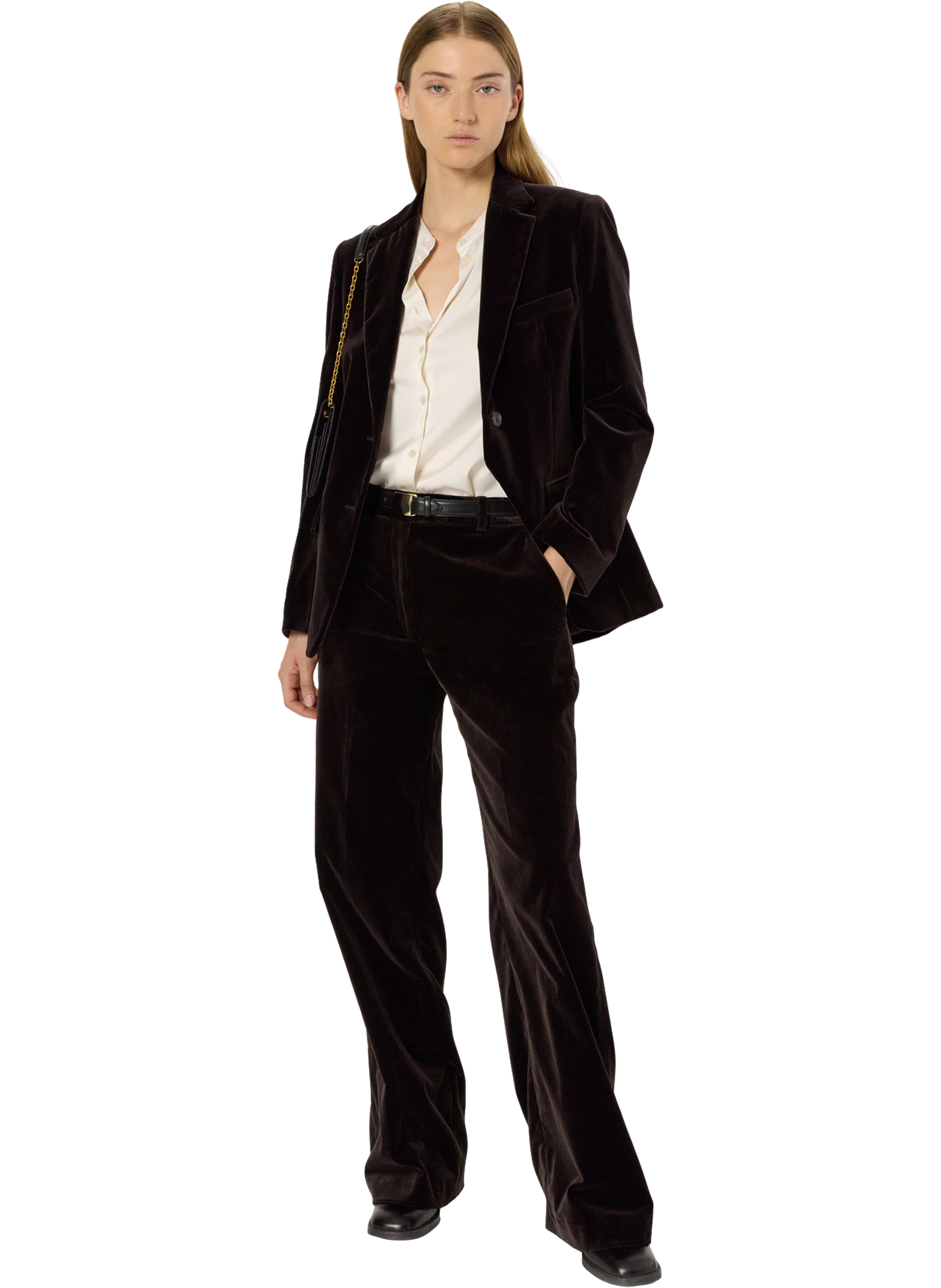 Veste de tailleur en velours ras - nirina GERARD DAREL Marron