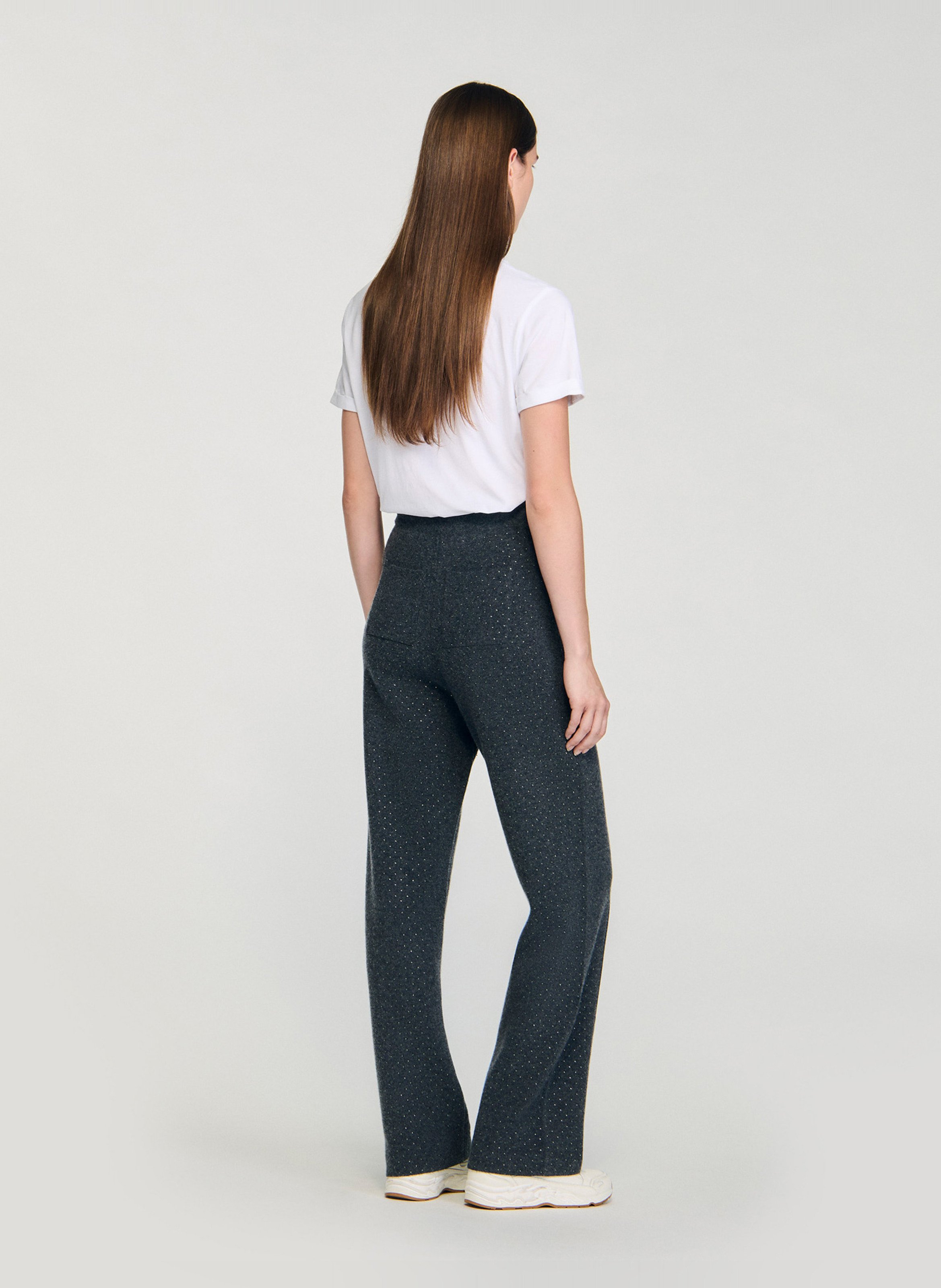 Pantalon large en laine mélangée SANDRO Gris
