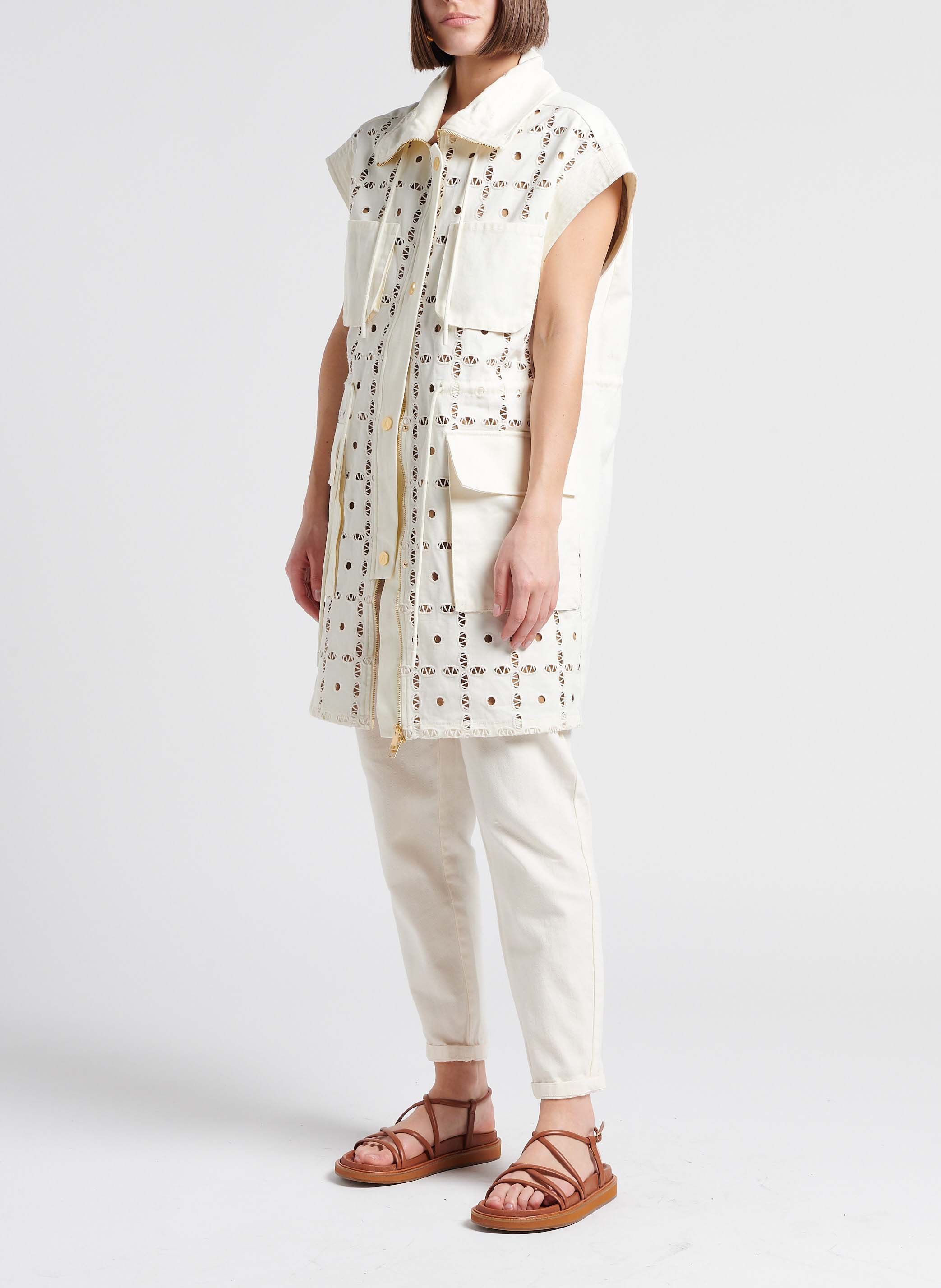 Pantalon chino 7/8ème en coton sabil MAISON 123 Beige