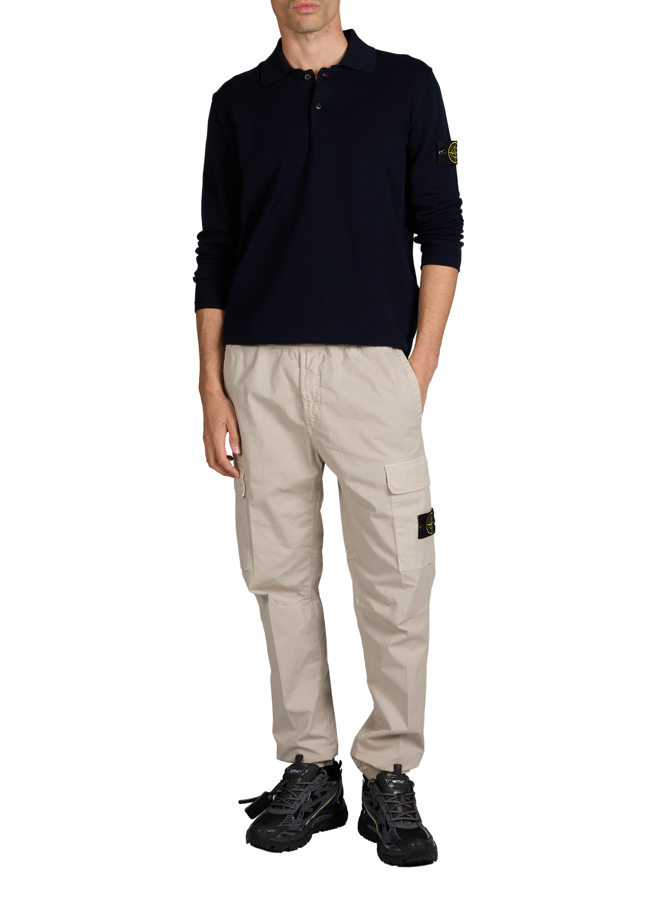 Polo manches longues en coton STONE ISLAND Bleu