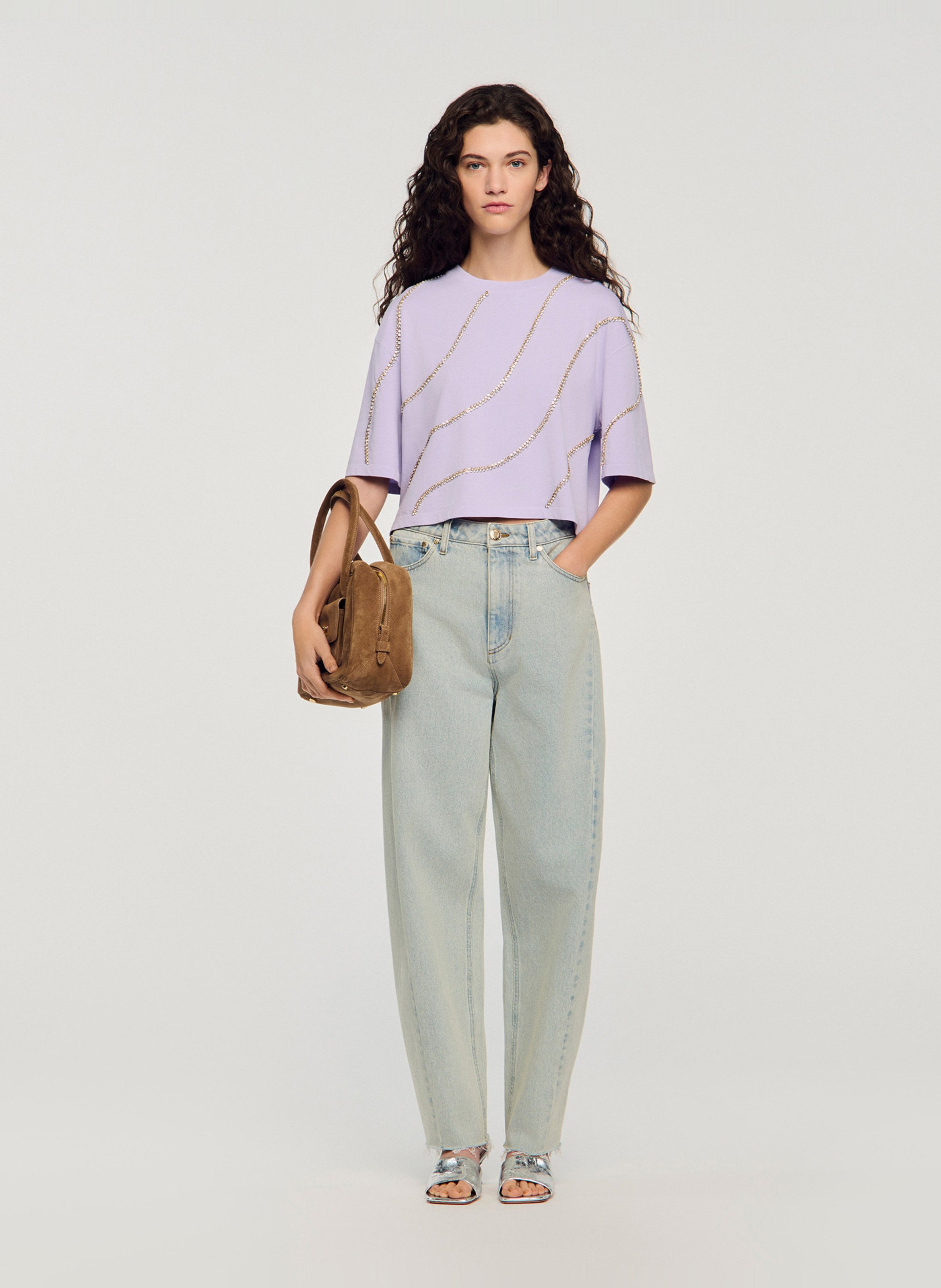 Jean barrel en coton SANDRO Bleu