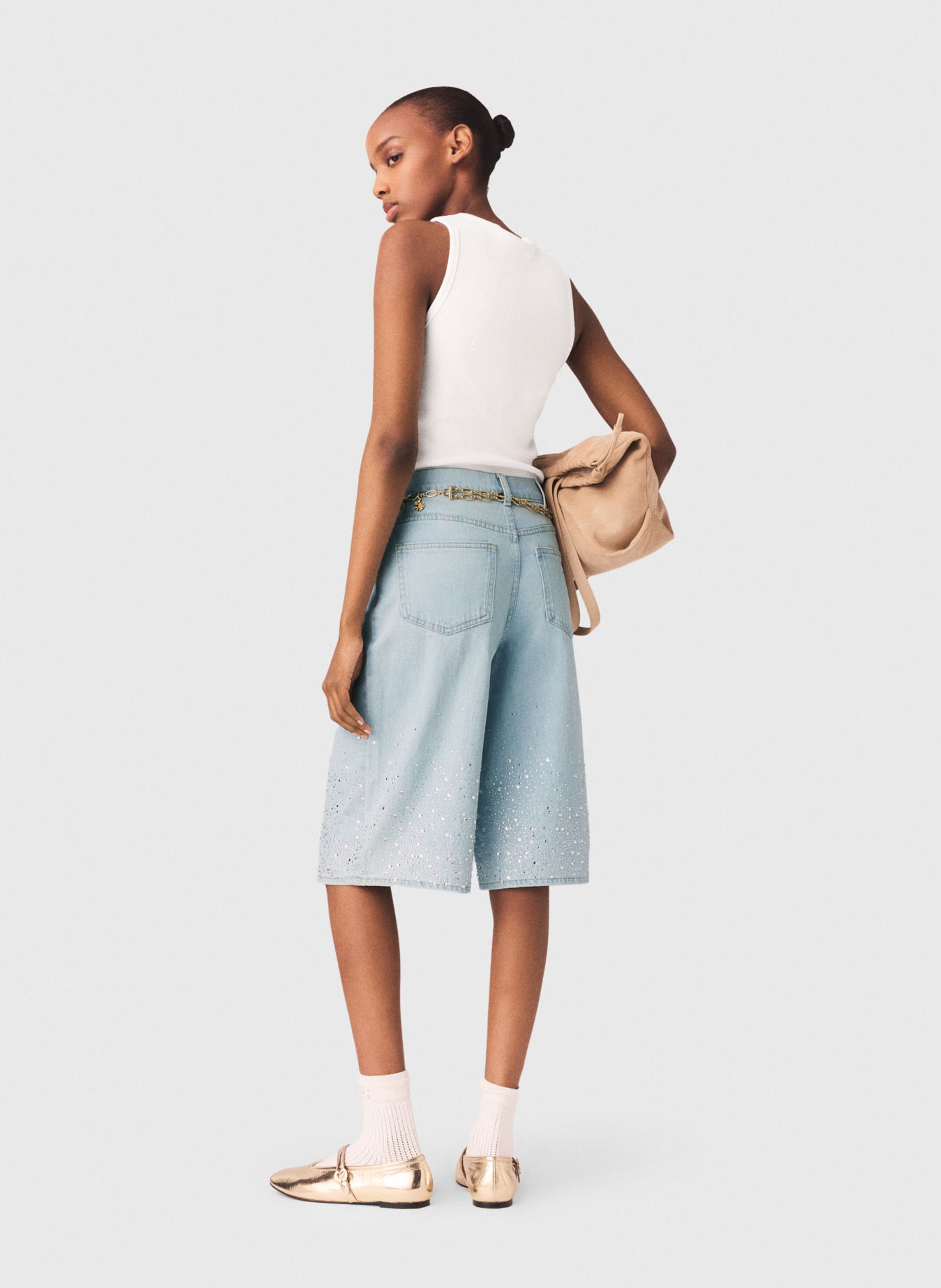 Bermuda large en coton mélangé MAJE Bleu