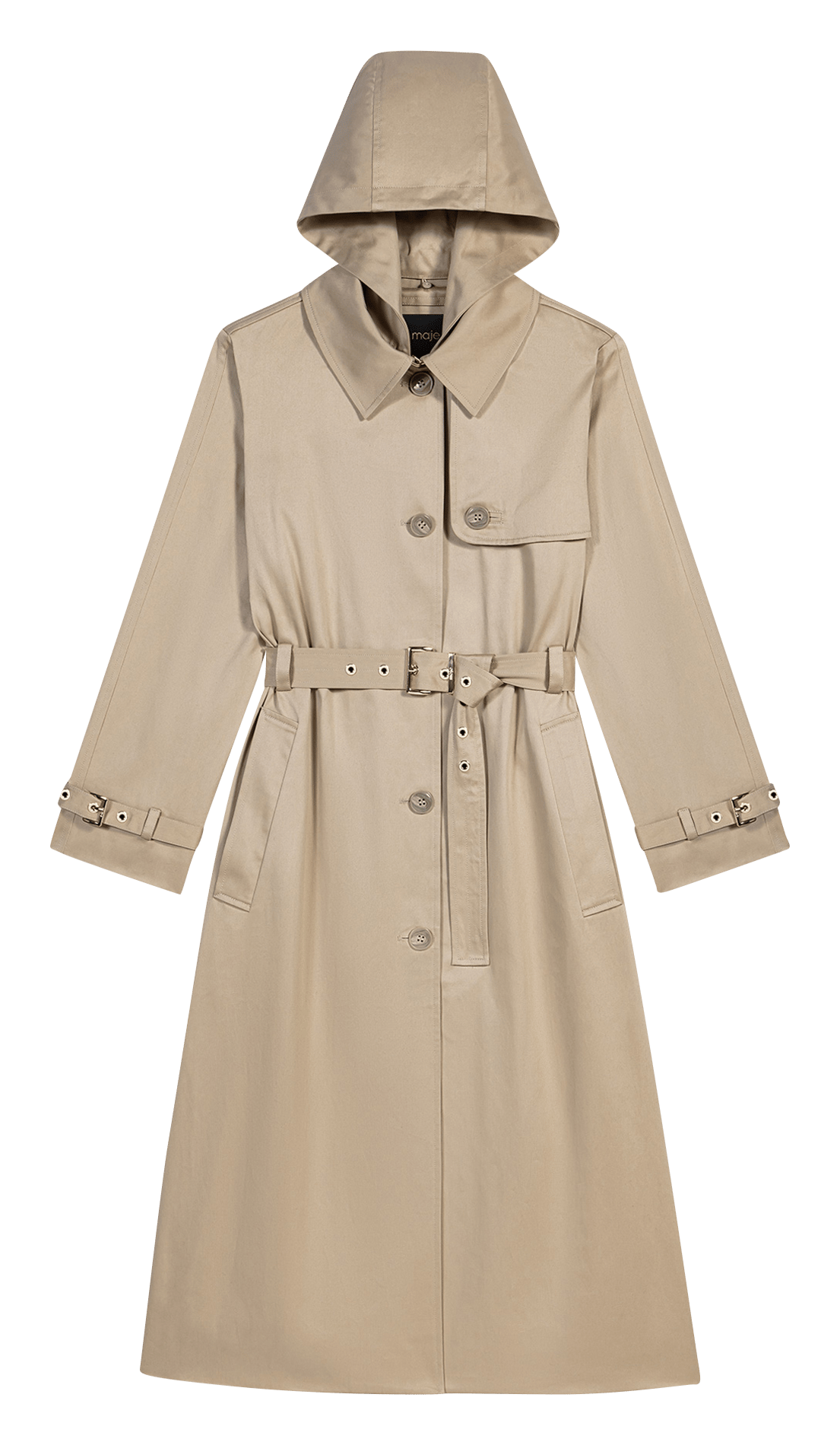Trench ceinturé en coton MAJE Beige