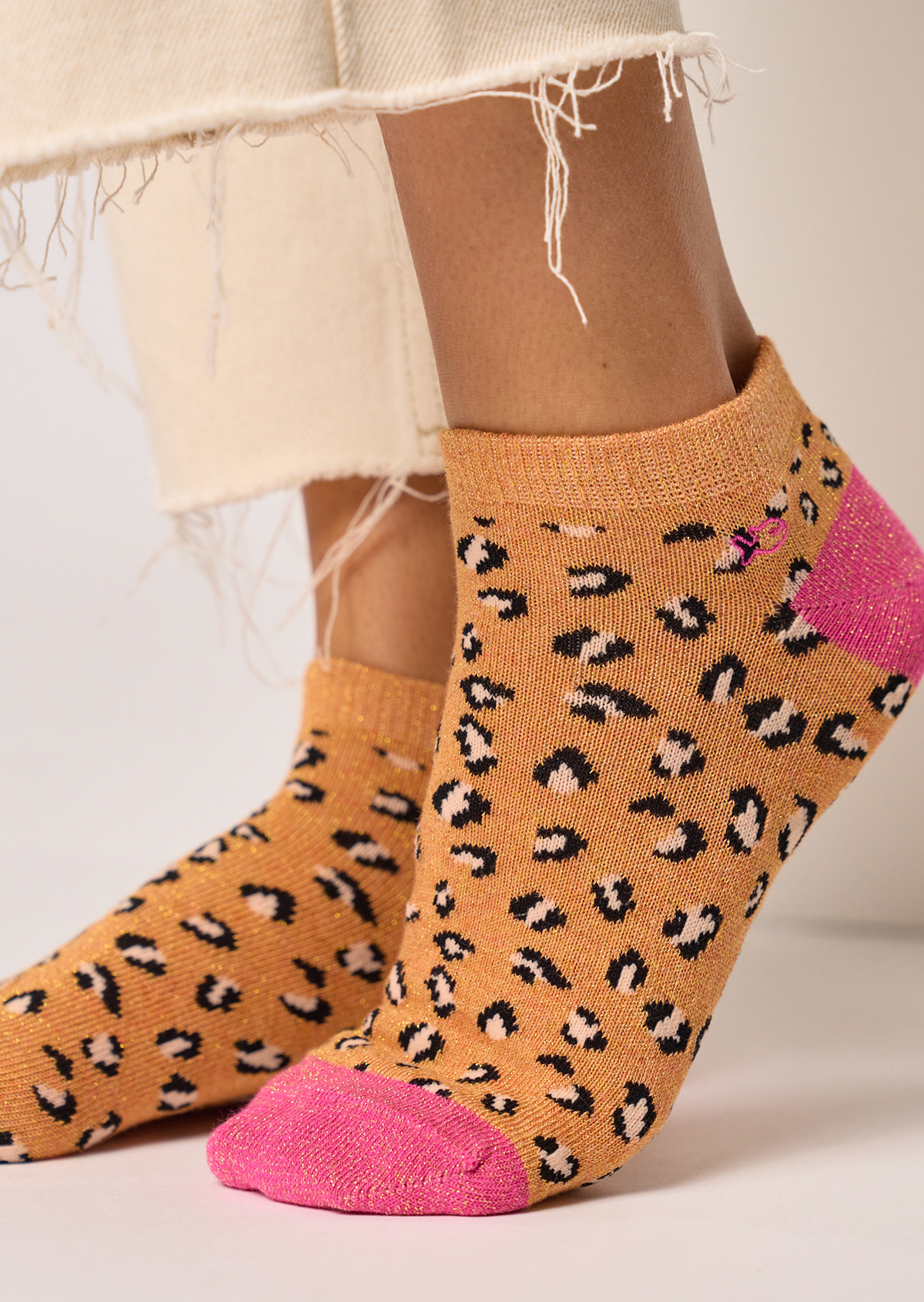 Socquettes en coton peigné leopard BILLYBELT Orange