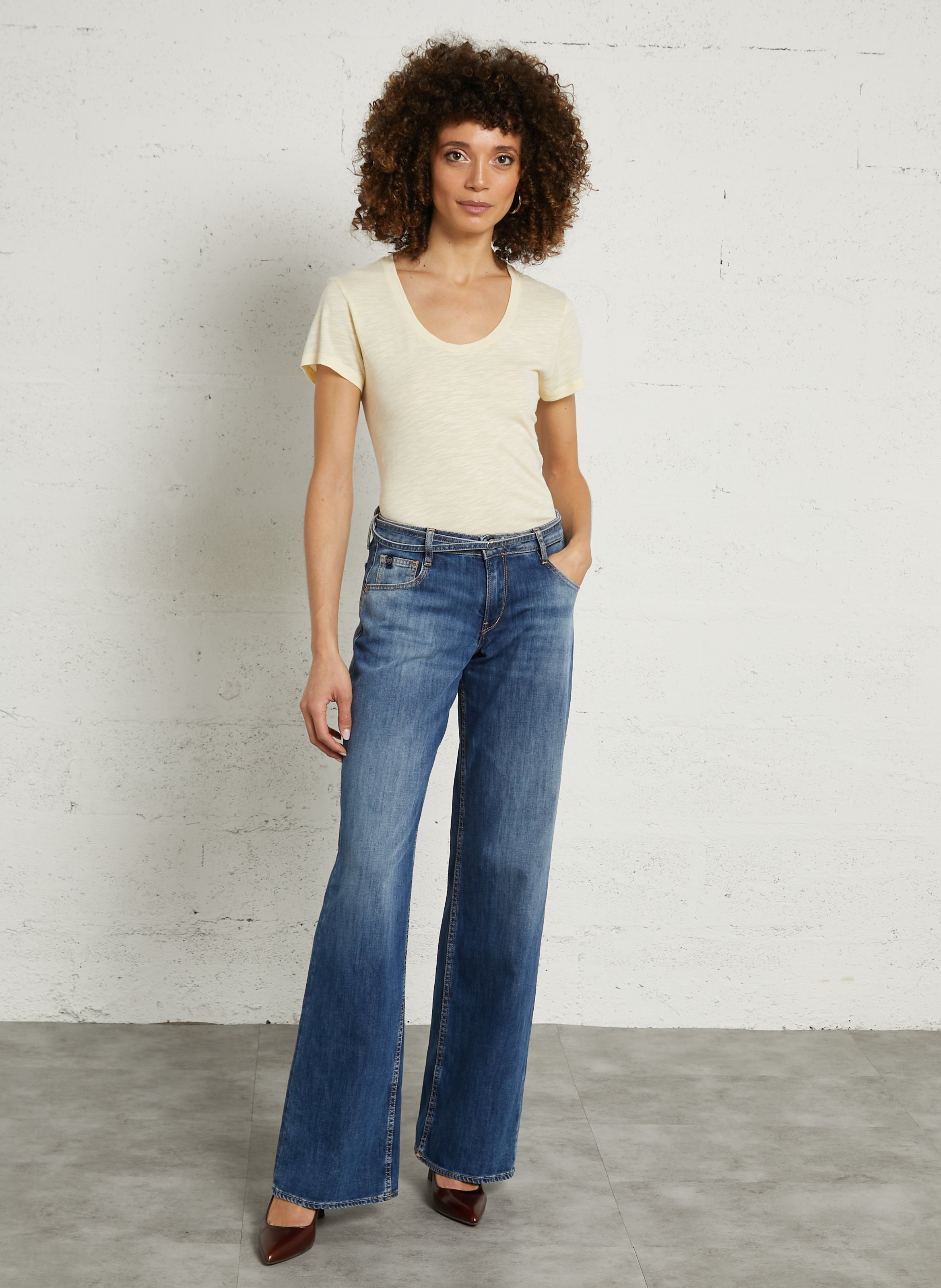 Tee-shirt col rond en coton mélangé jacksonville AMERICAN VINTAGE Jaune