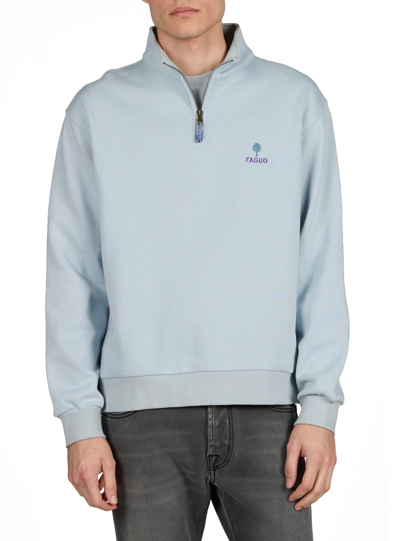 Amboise high-neck cotton blend sweatshirt FAGUO Blue