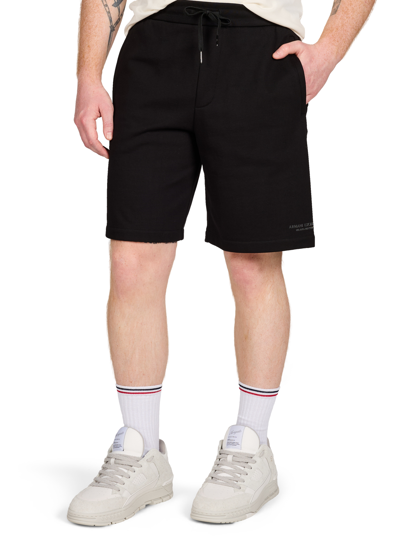 Short uni taille élastique en coton ARMANI EXCHANGE Noir