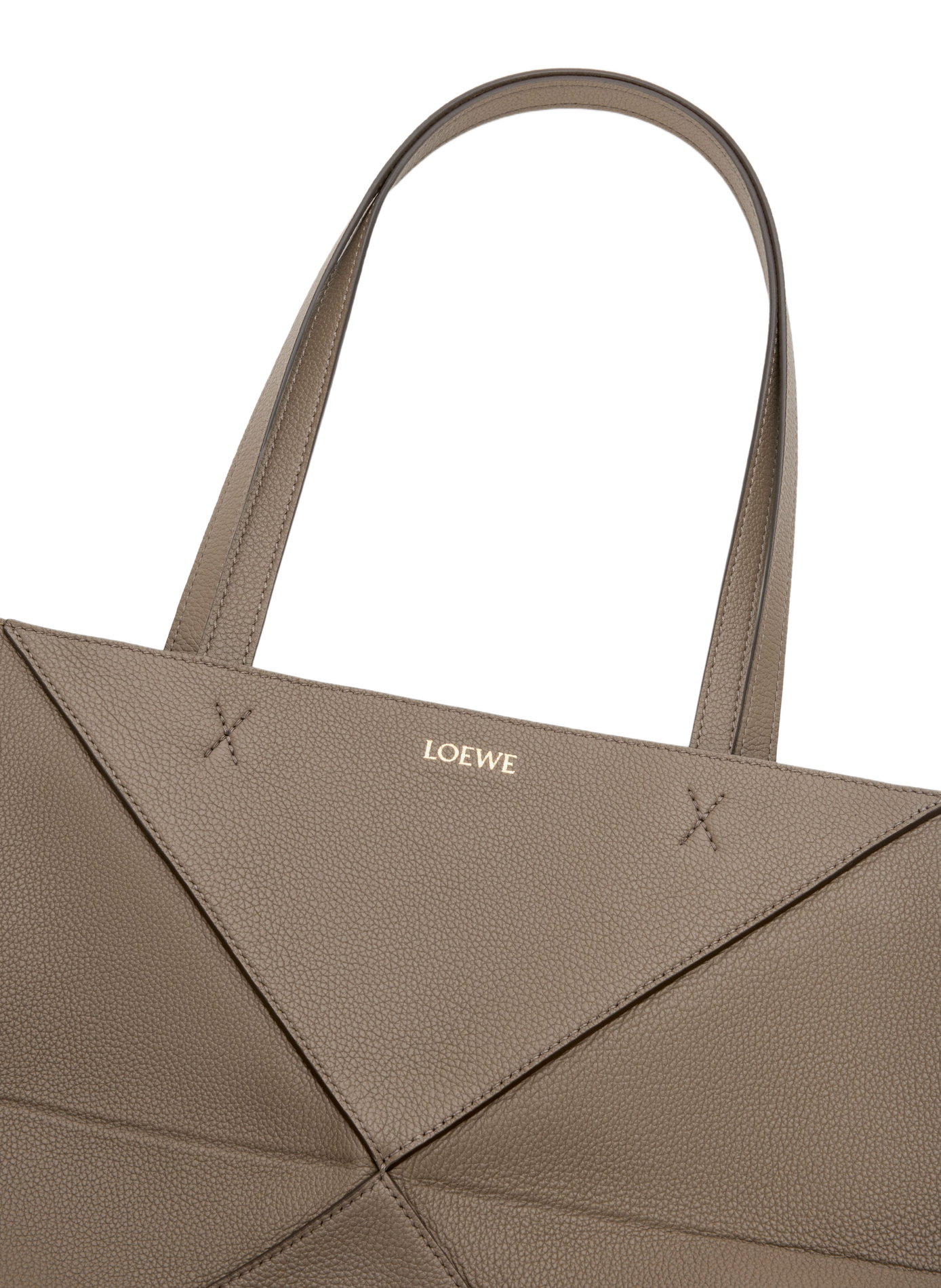 Grand Puzzle Fold tote horizontal en cuir de veau grainé souple LOEWE Beige