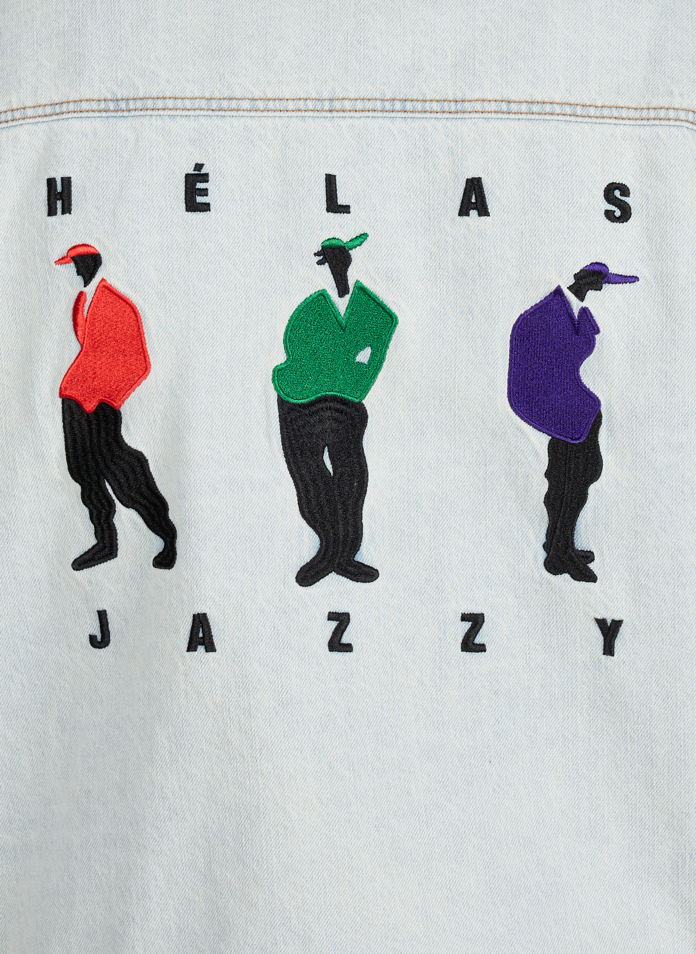 Veste en jean col classique brodée  HELAS CAPS Bleu