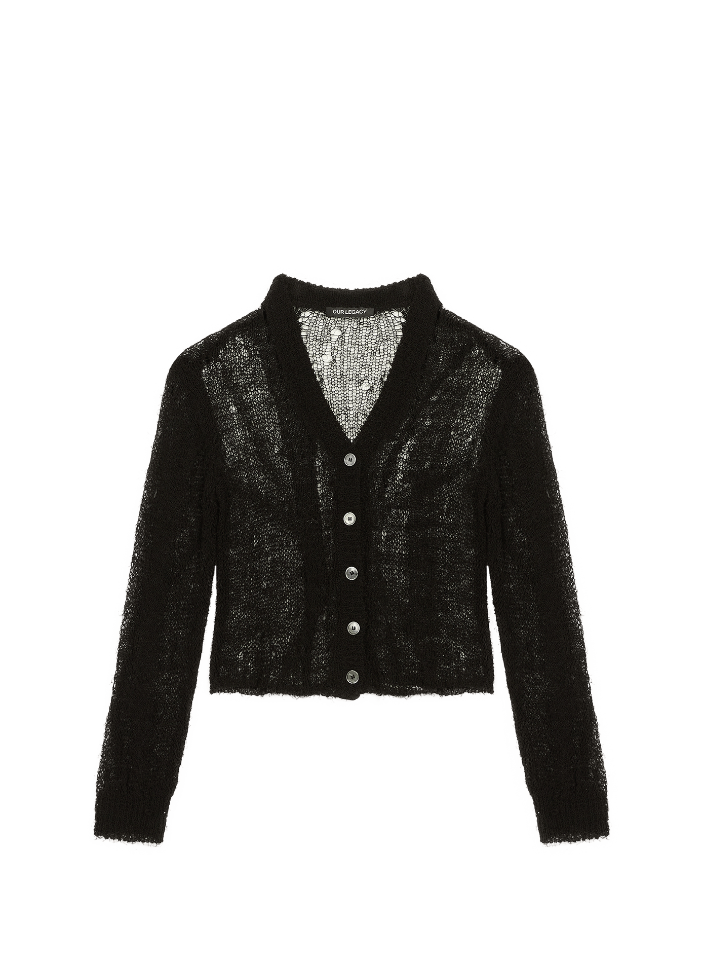 Cardigan maille large en lin et coton mélangés OUR LEGACY Noir