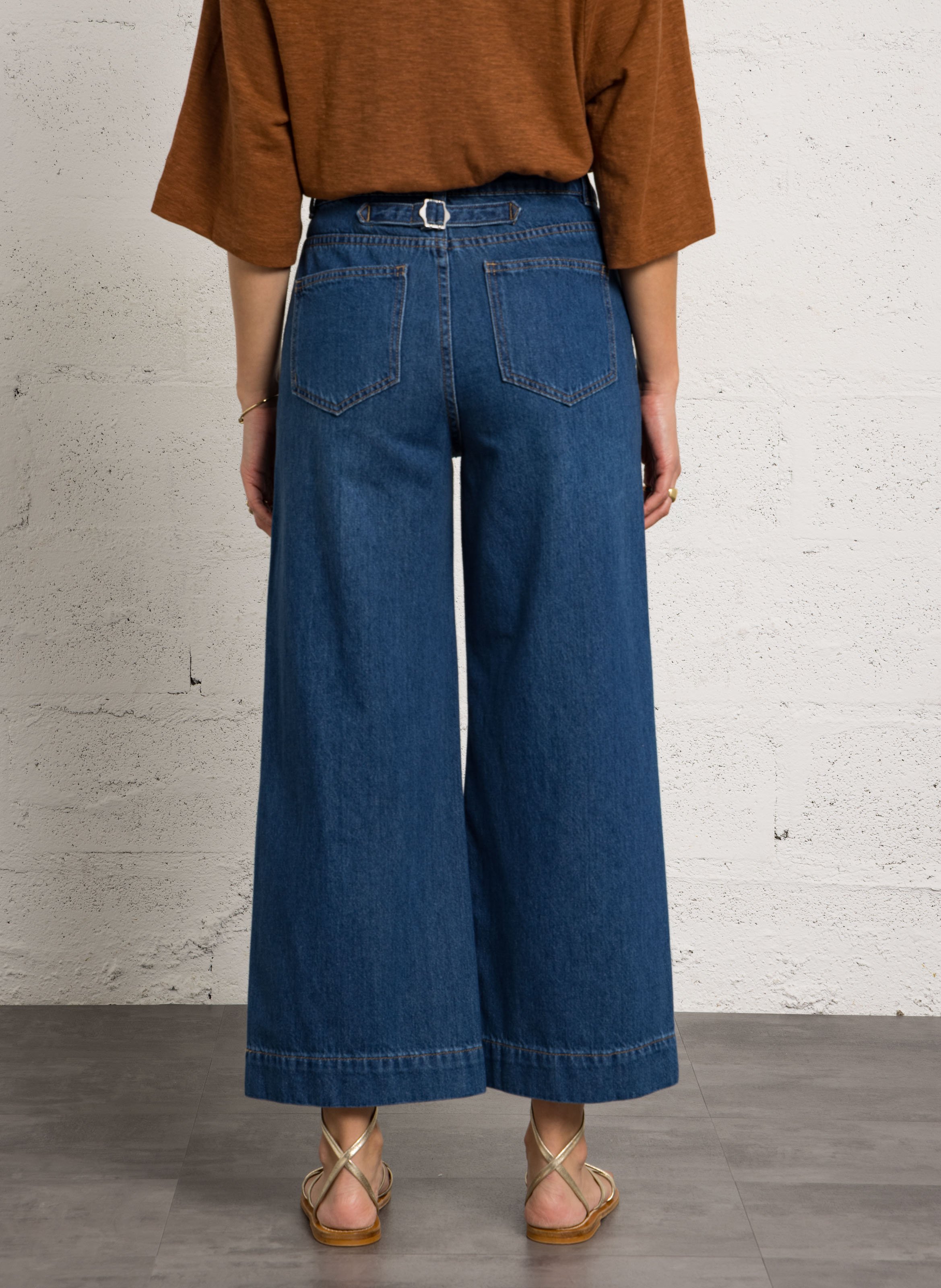 Jean cropped large en coton romy MAISON 123 Bleu