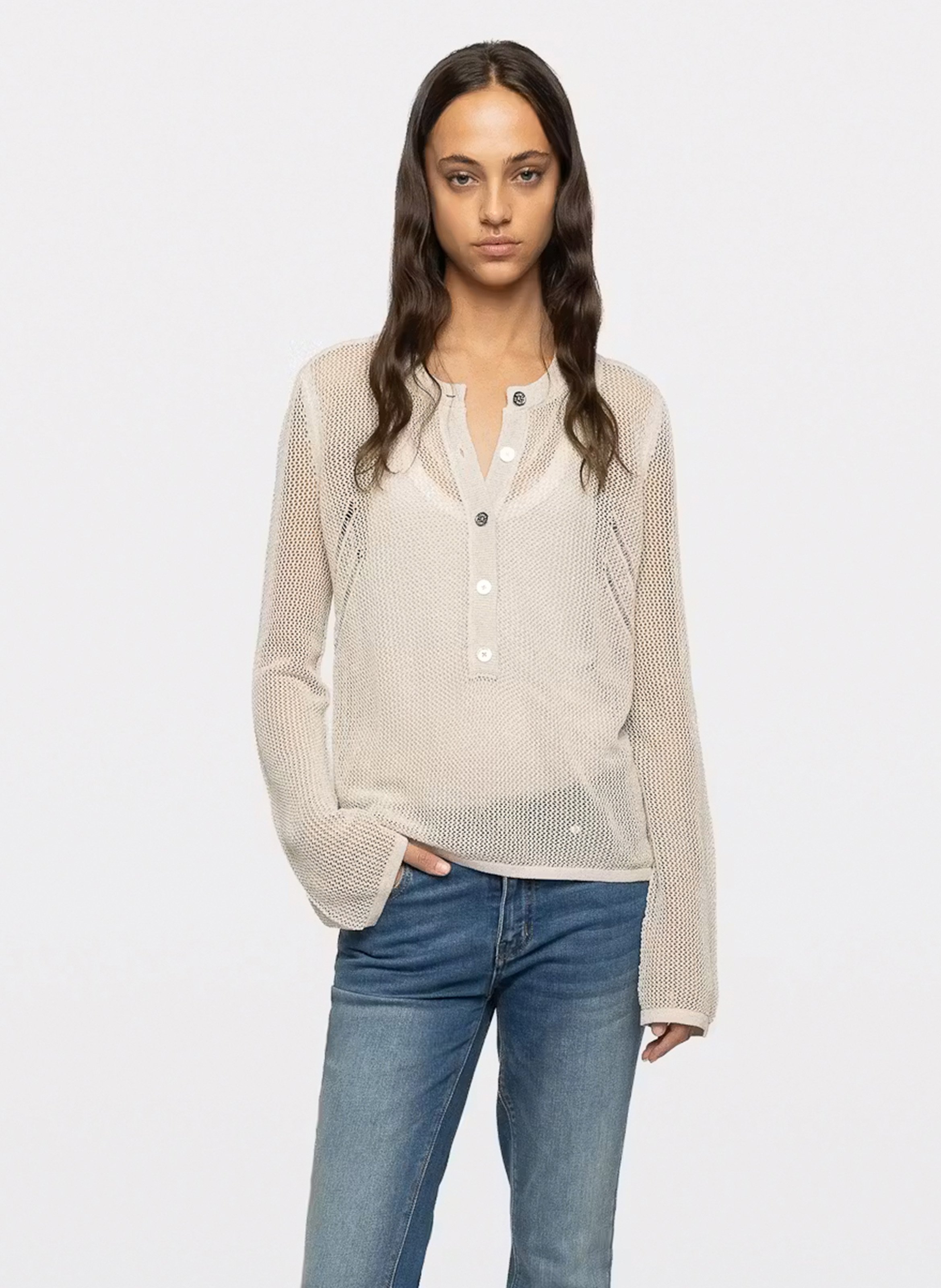 Pull col rond en coton mélangé mandala ZADIG&VOLTAIRE Beige