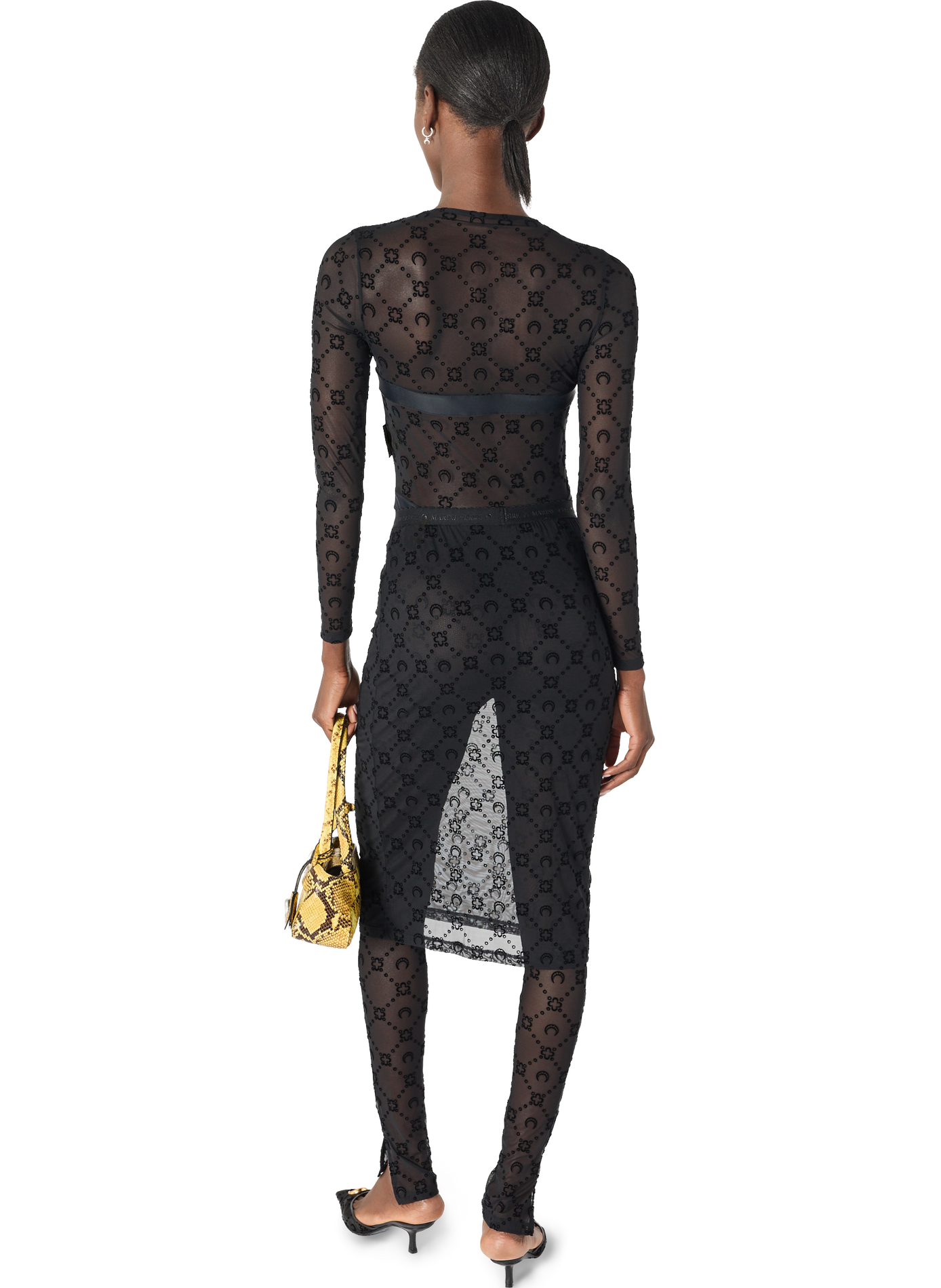 Moonogram mesh flock pant-skirt MARINE SERRE Black