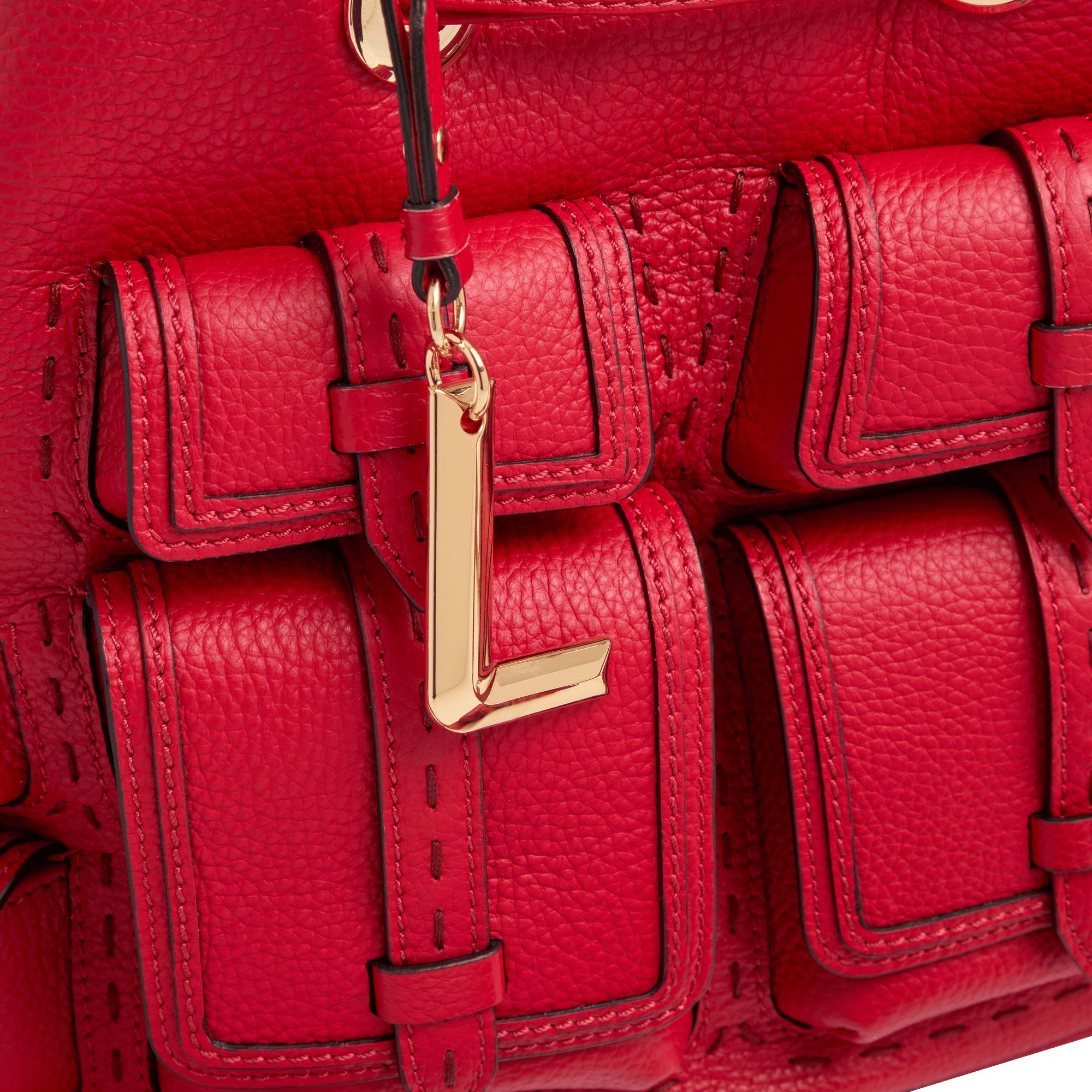 Sac seau premier flirt de lancel en animation 150y multipoches : cuir de vachette graine LANCEL Rouge