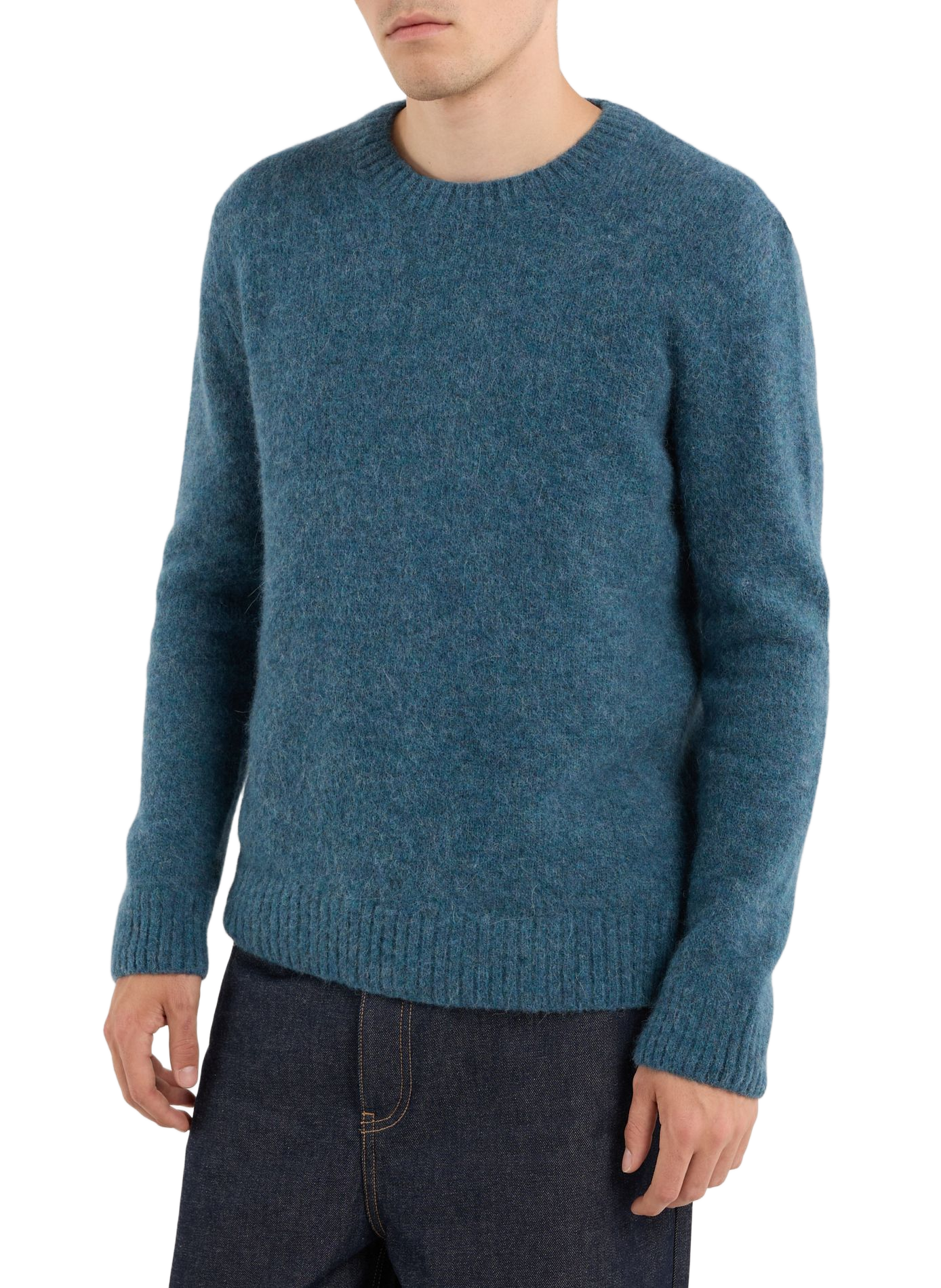 Round neck alpaca blend sweater SAISON 1865 Blue