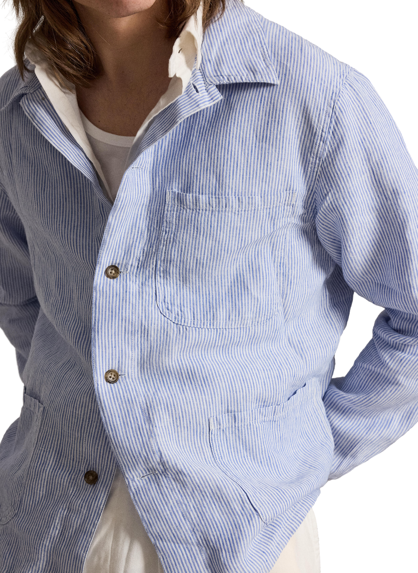 Striped linen overshirt POLO RALPH LAUREN Blue