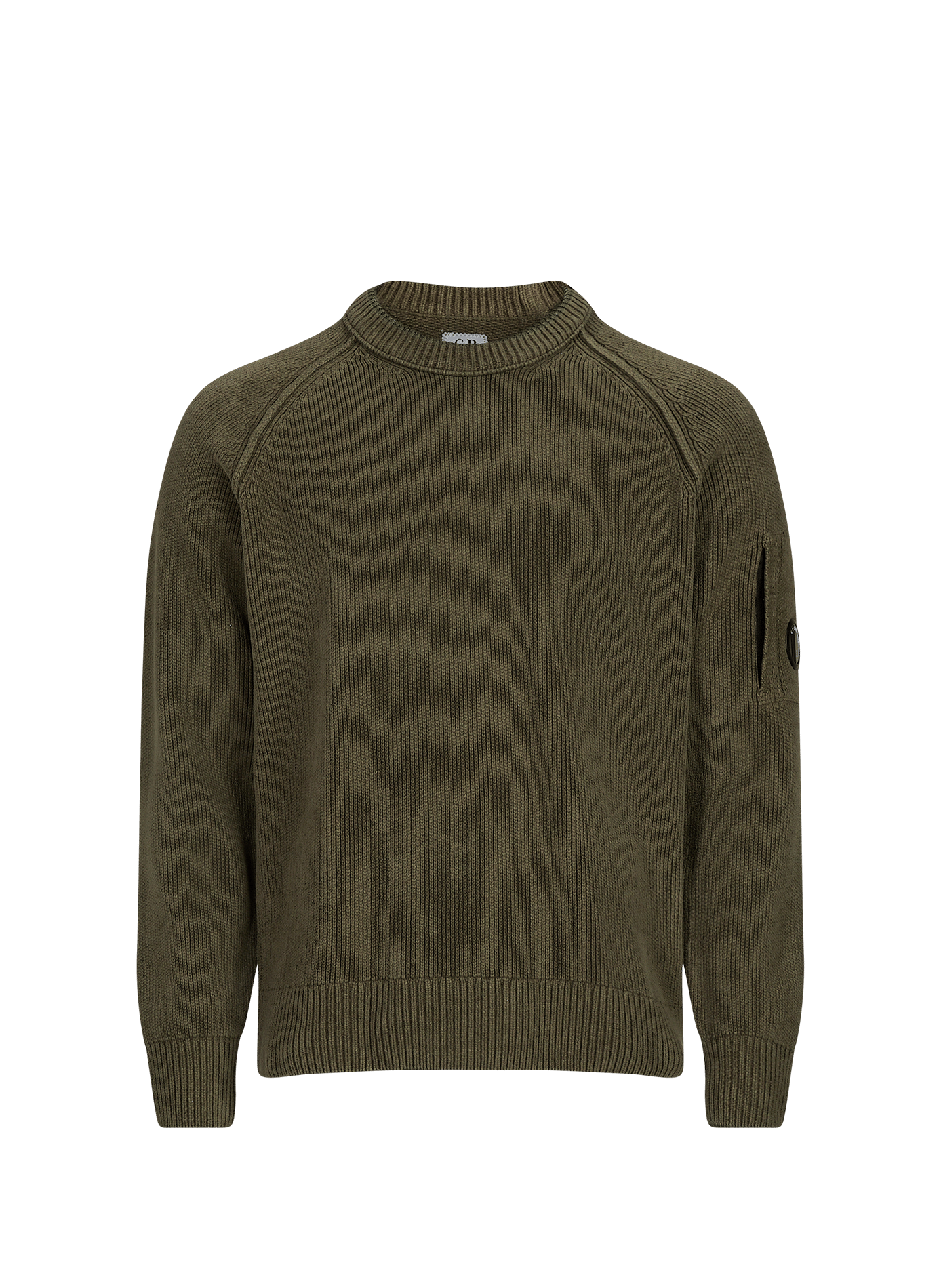 Pull côtelé à lentille signature en coton CP COMPANY Kaki