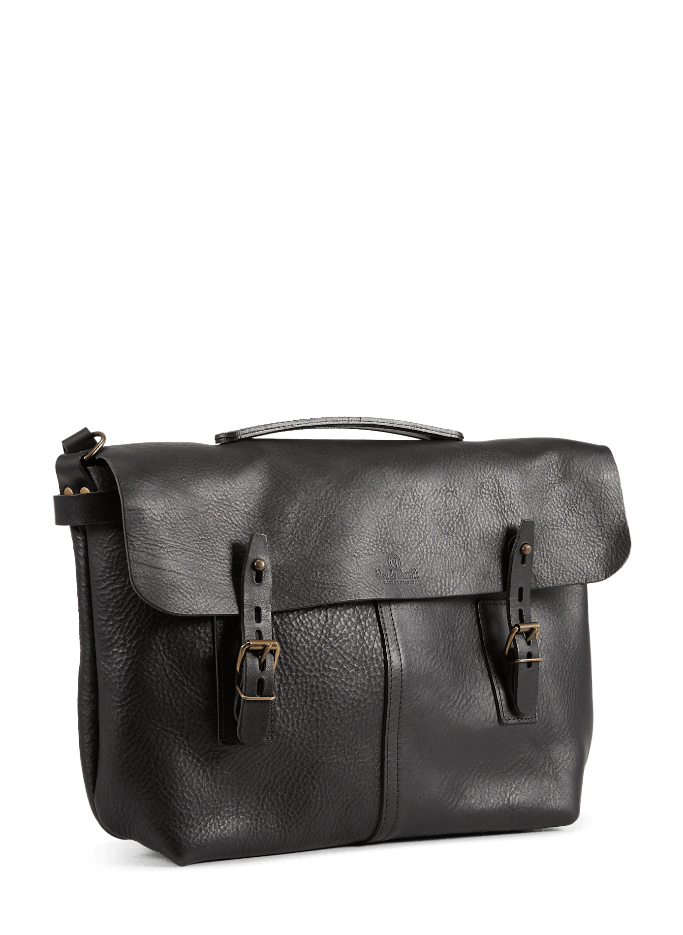 Sac besace Lucien en cuir  BLEU DE CHAUFFE Noir