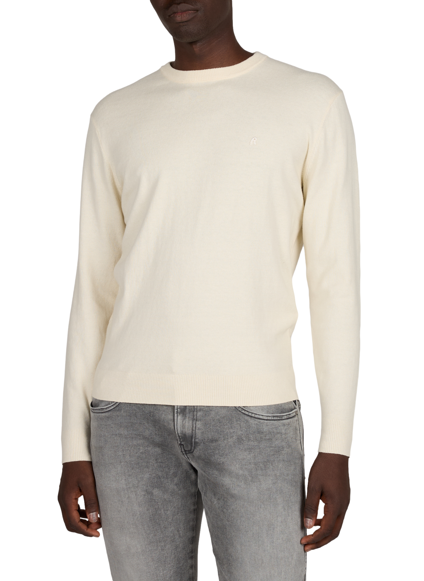 Straight fit round neck sweater in cotton and cashmere REPLAY Beige