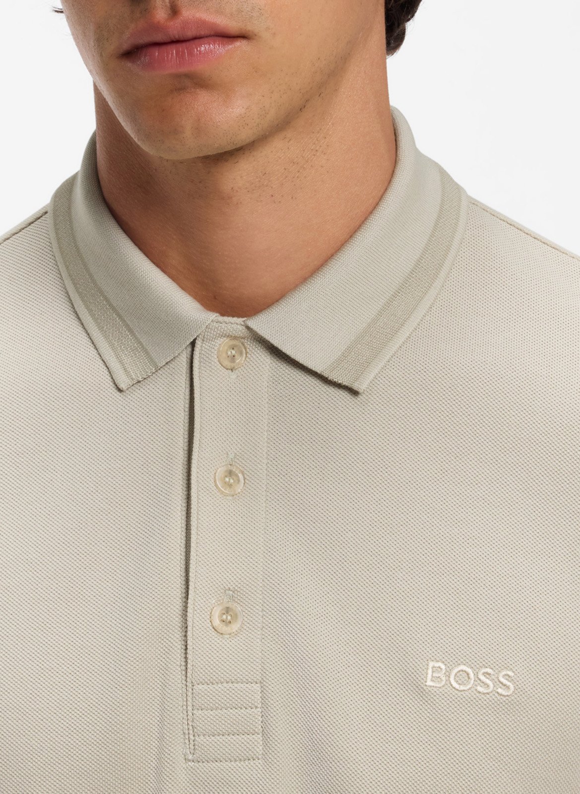 Polo manches longues en coton | Beige BOSS Homme