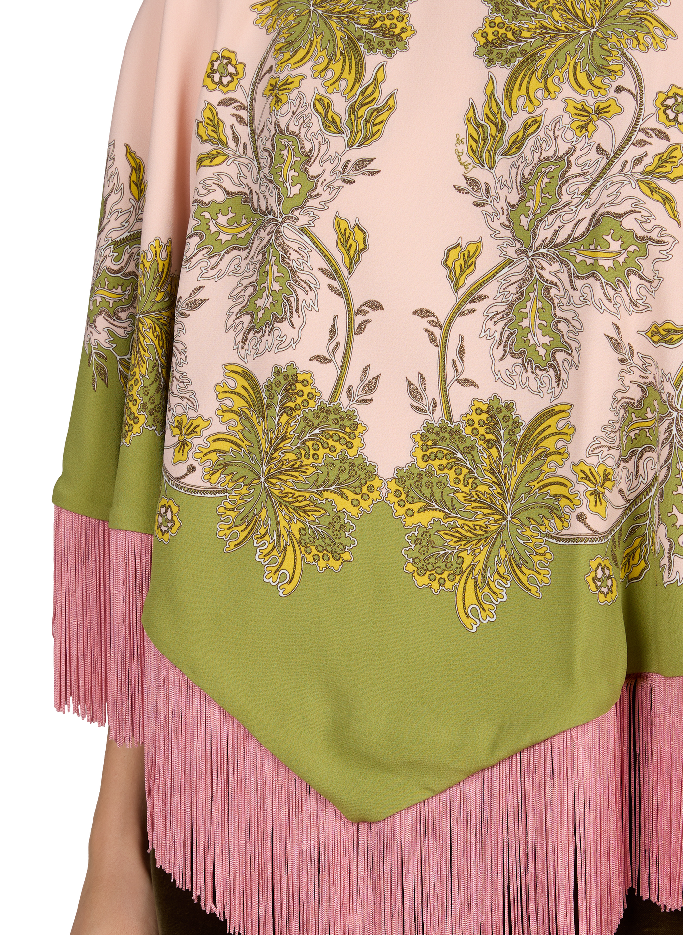 Printed mini fringed poncho LA DOUBLEJ Pink