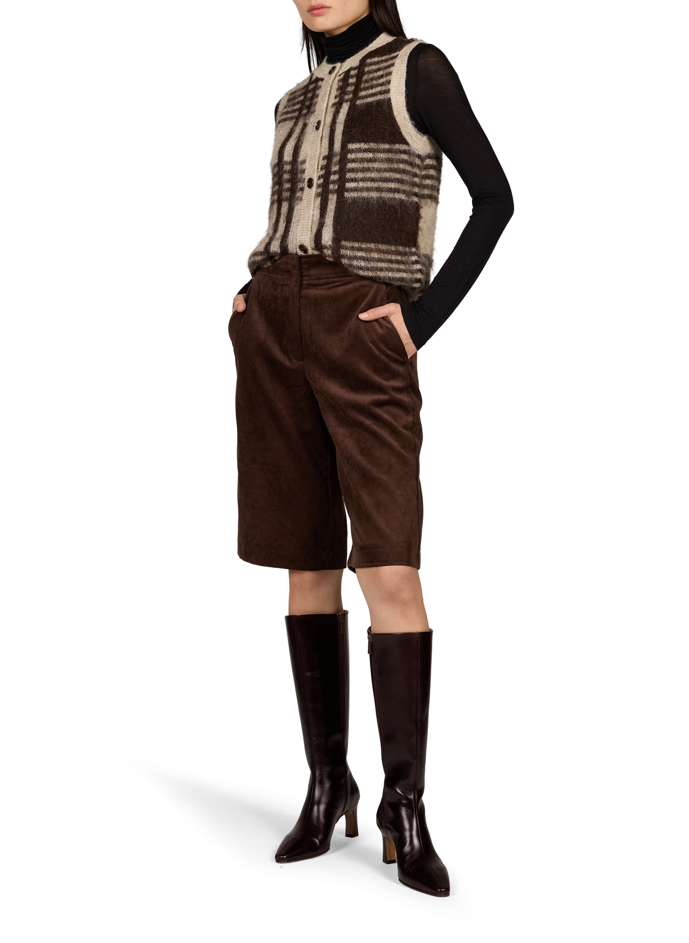 Corduroy Bermuda shorts VILA Brown
