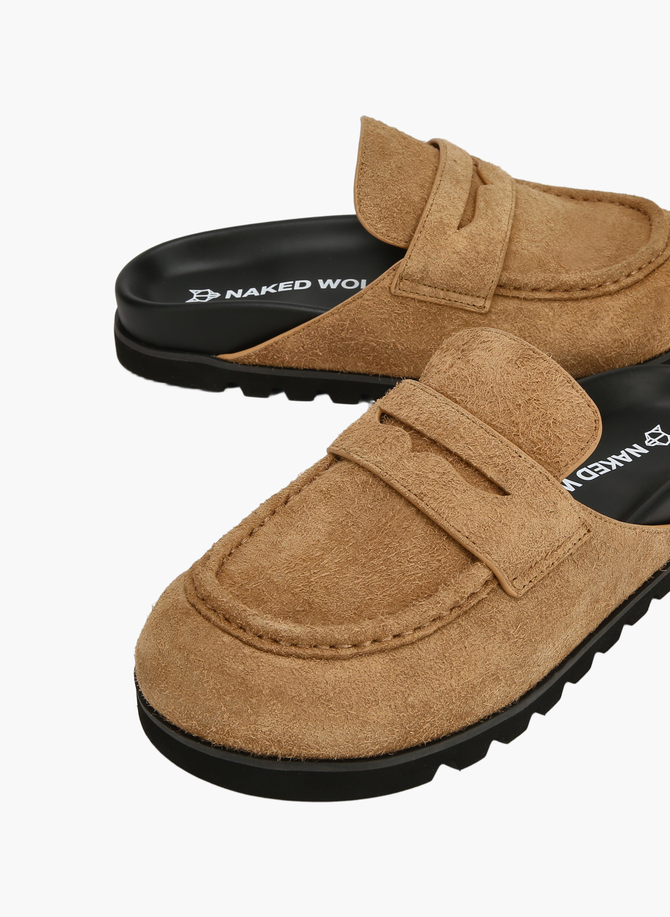 Mules cord en daim NAKED WOLFE Beige