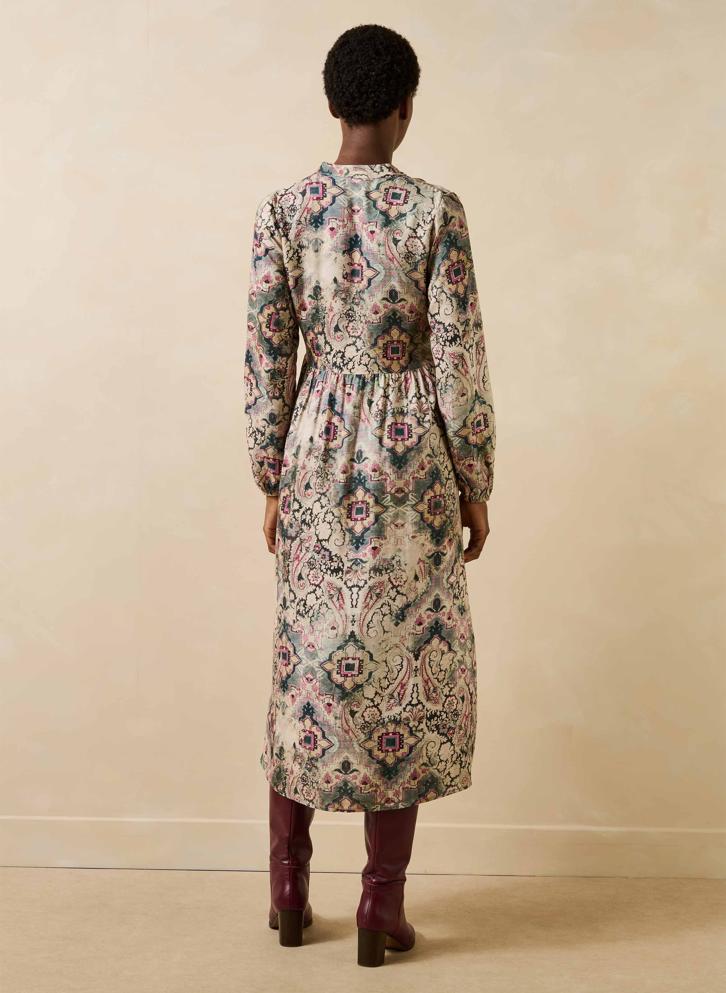 Lange rechte jurk met print LA FEE MARABOUTEE Wit