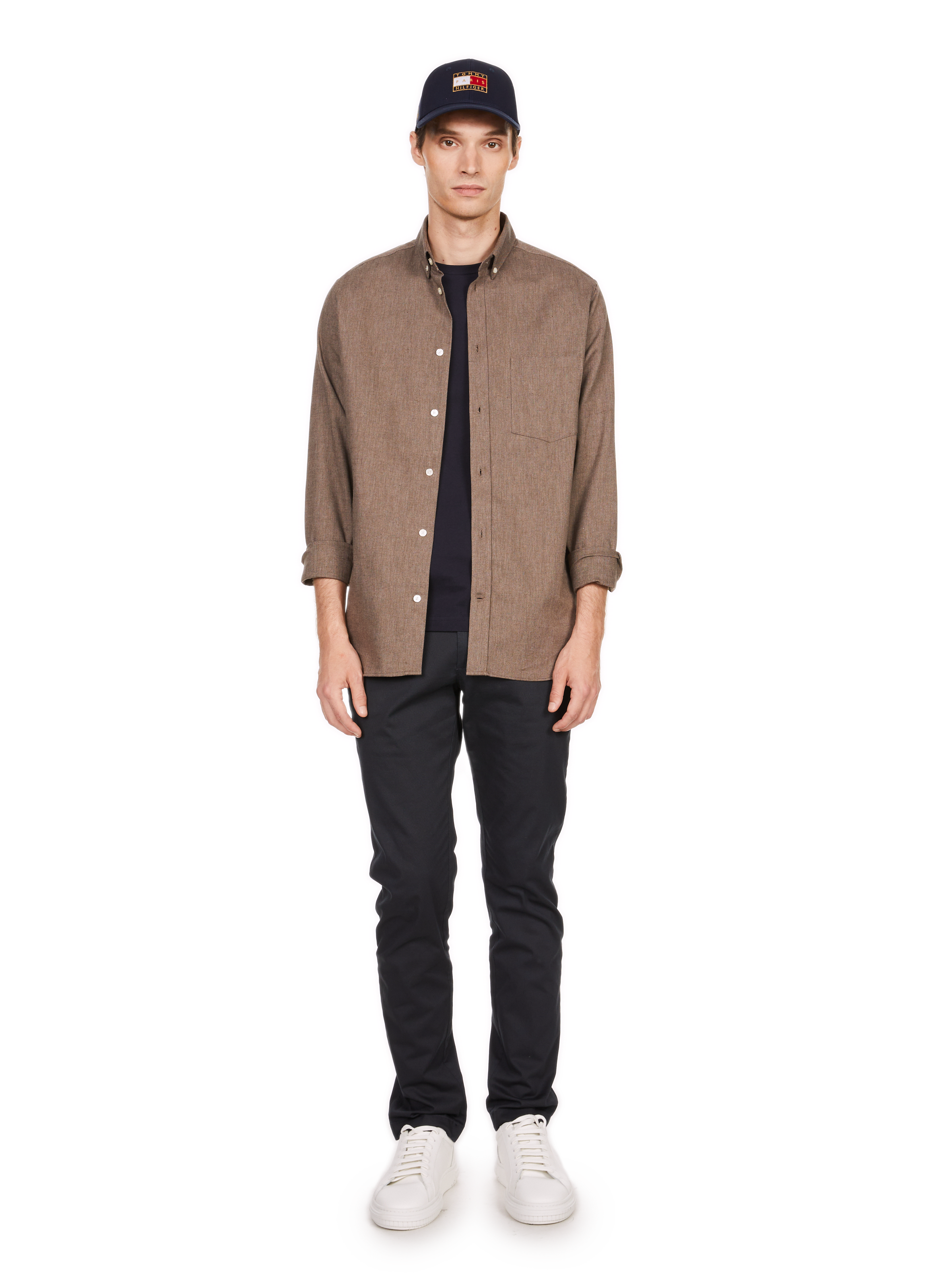 Chemise droite en coton Marron