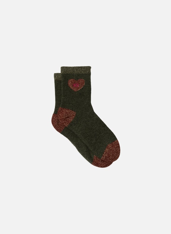 Chaussettes en coton peigné coeur Vert by BILLYBELT BILLYBELT Chaussettes en coton peigné coeur Vert