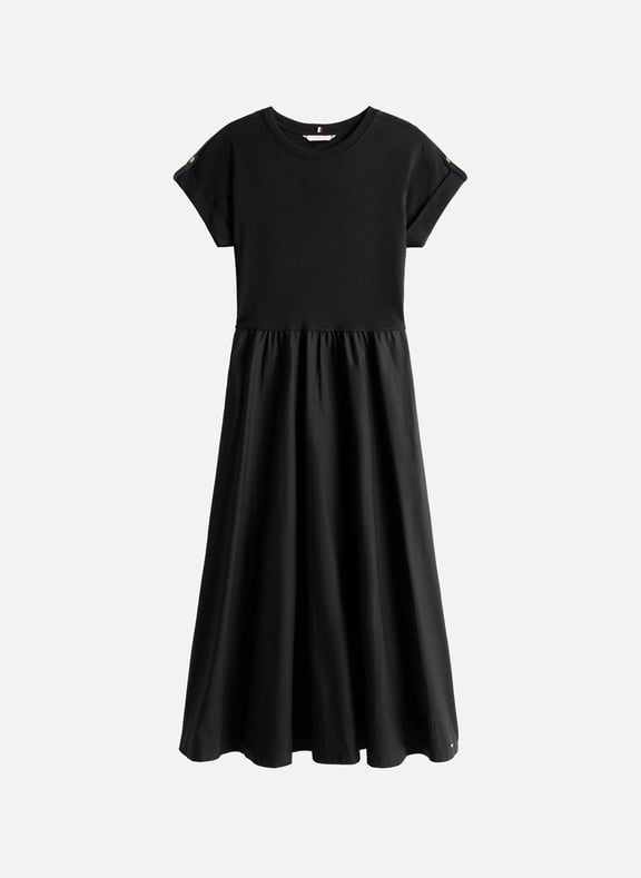 Robe longueur midi à boutons dorés Noir by TOMMY HILFIGER TOMMY HILFIGER Robe longueur midi à boutons dorés Noir