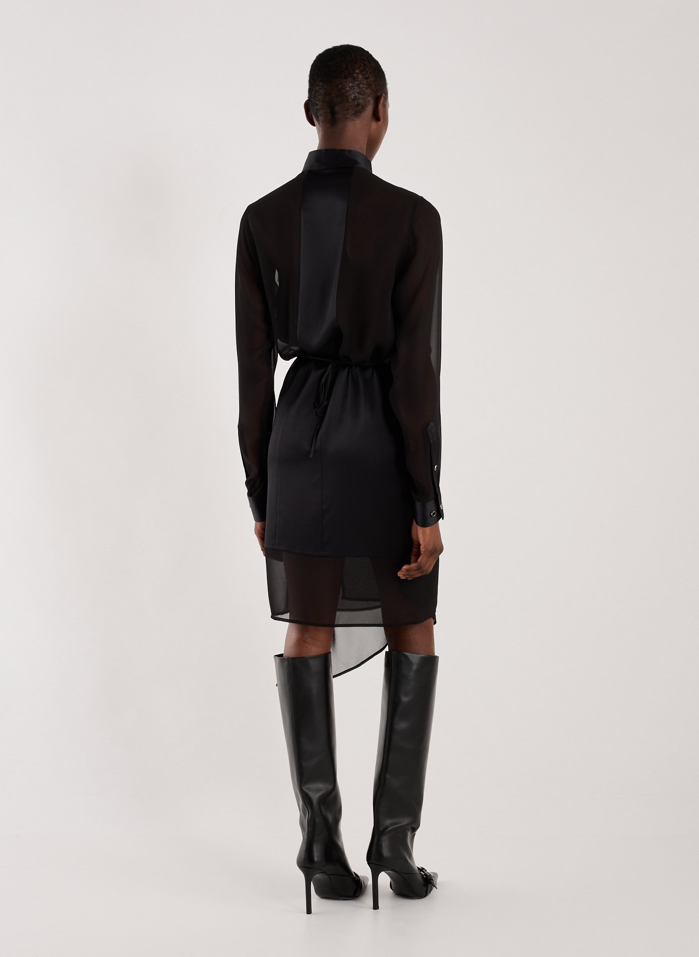 Midi scarf shirt dress HELMUT LANG Black