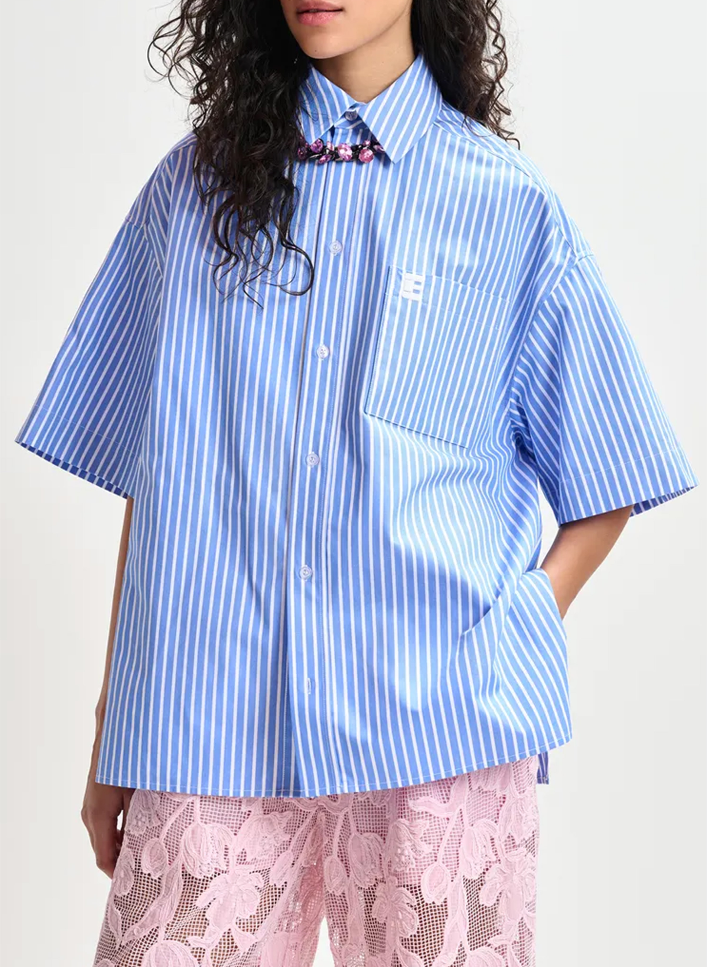 ESSENTIEL ANTWERP Chemise oversize en coton rayé hemd Bleu