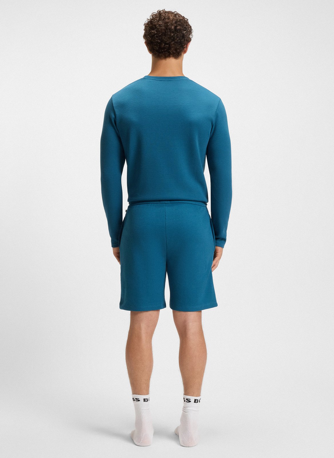 Short droit gaufré à logo brodé BOSS Bleu