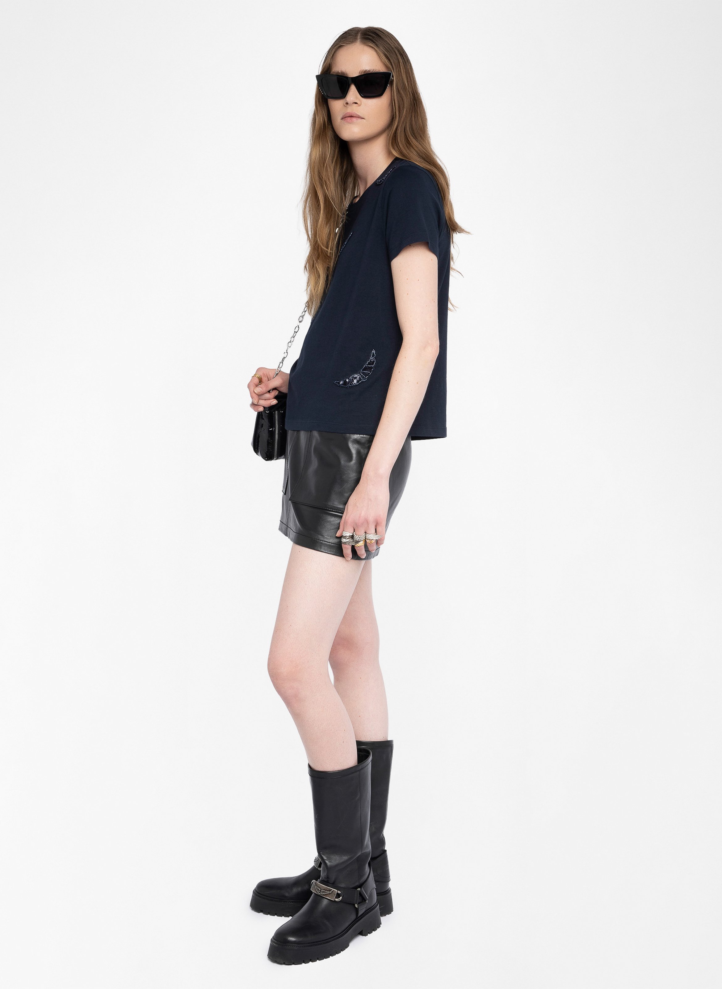 Tee-shirt droit col rond en coton alys ZADIG&VOLTAIRE Bleu