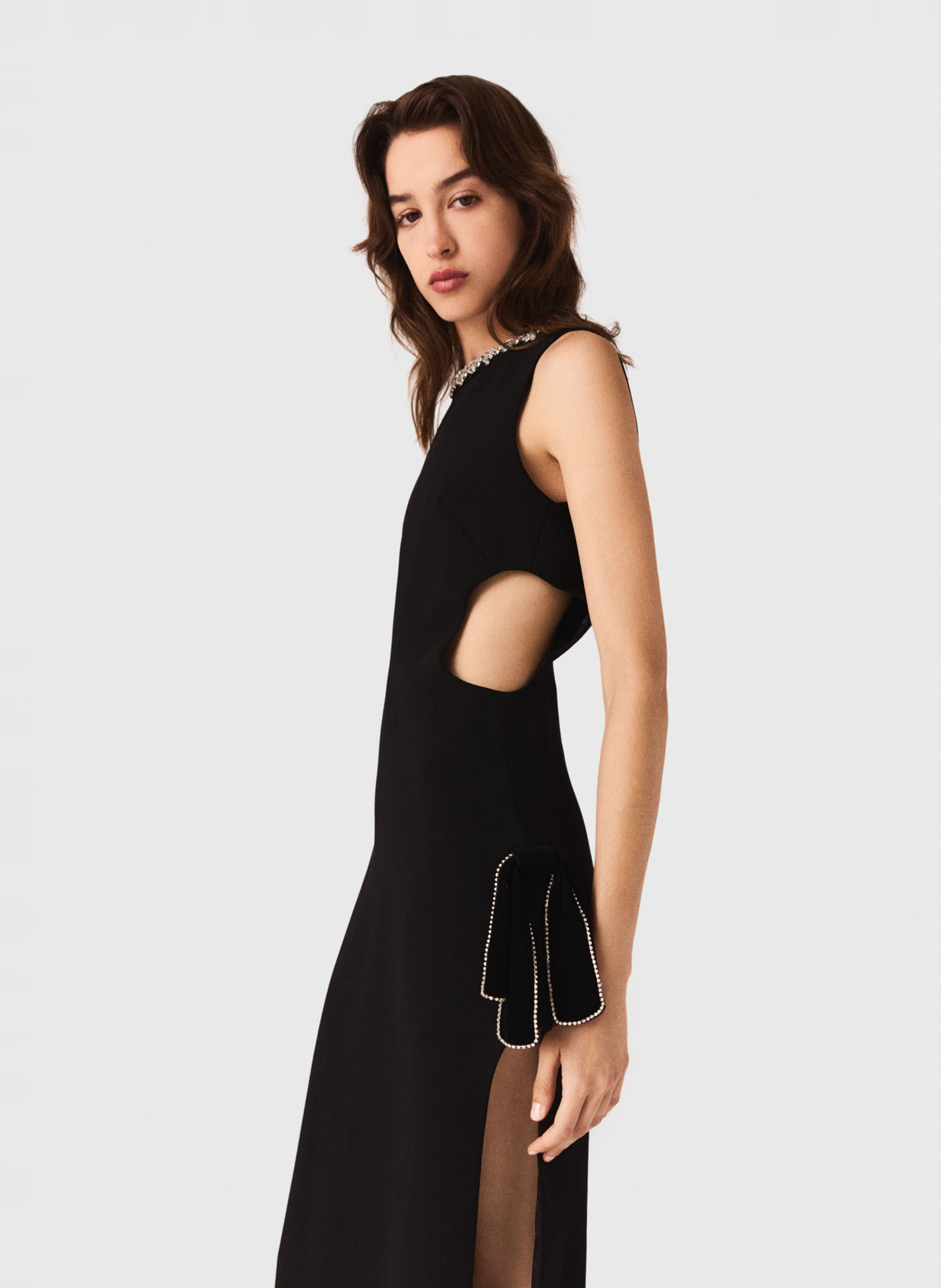 Robe longue col rond Noir