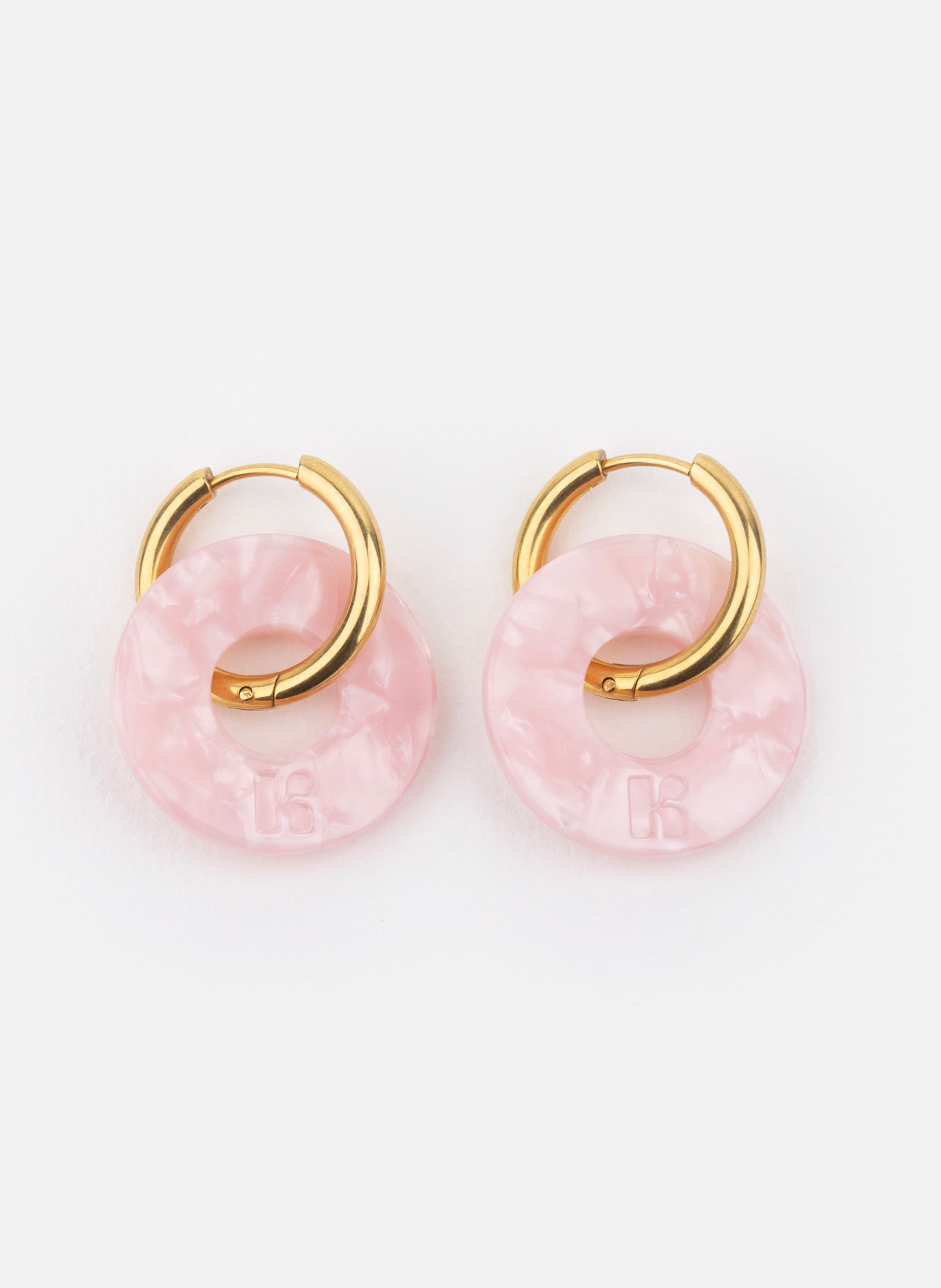 KURAGE GINZA Boucles d'oreilles donuts avec anneaux en acier inoxydable doré Rose
