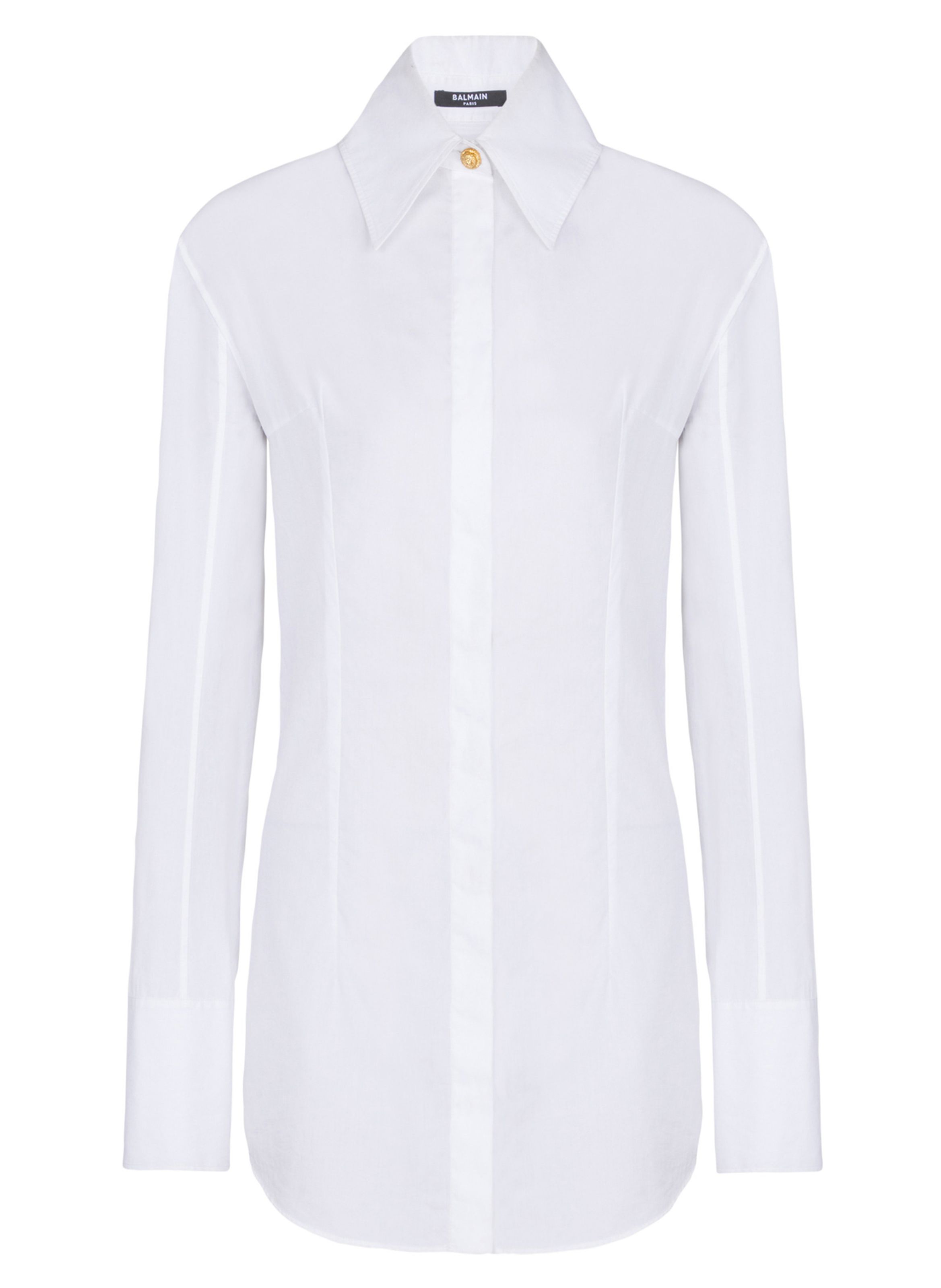 Chemise en popeline de coton BALMAIN Blanc