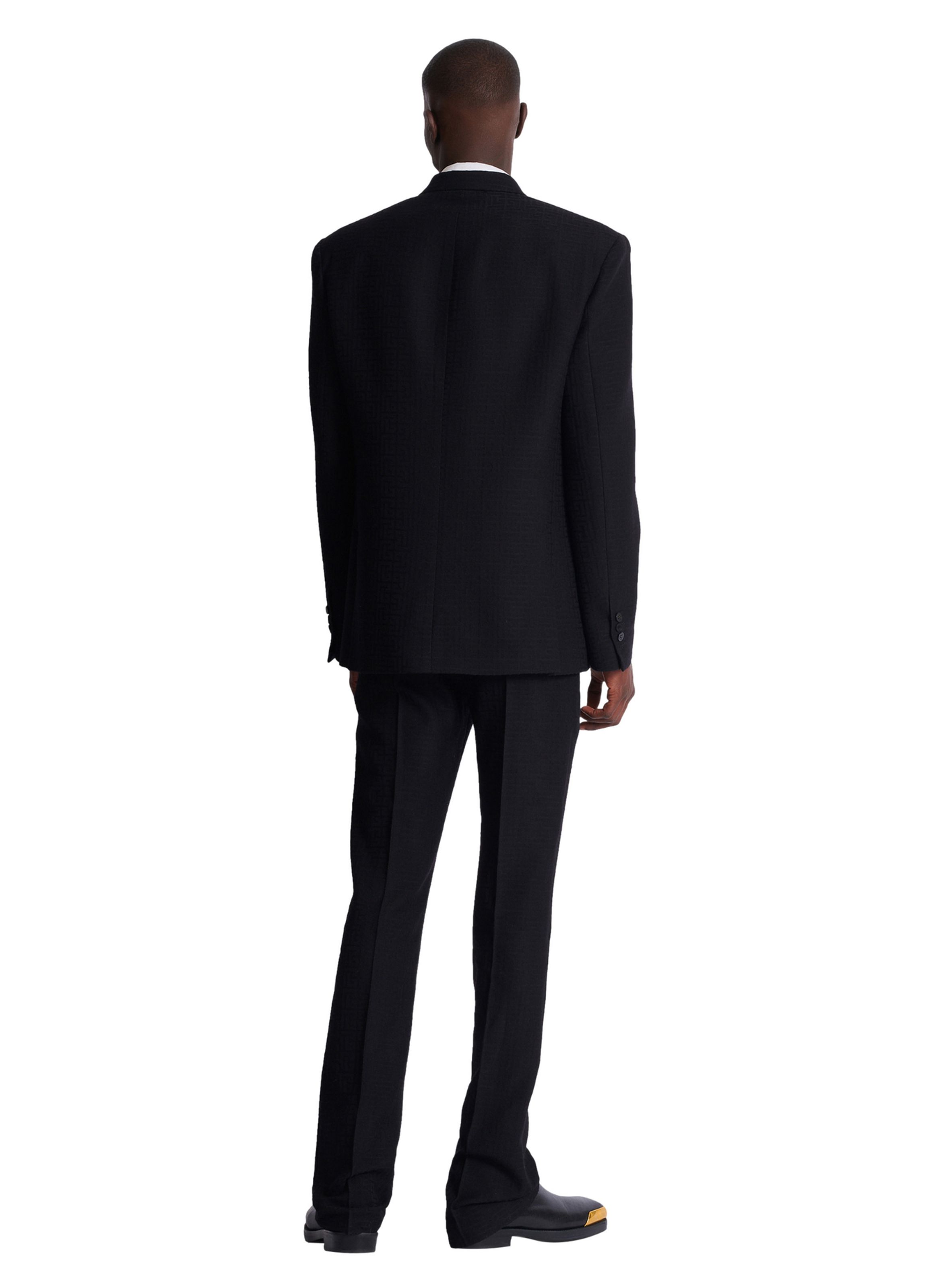 Veste 1 bouton en grain de poudre monogramme BALMAIN Noir