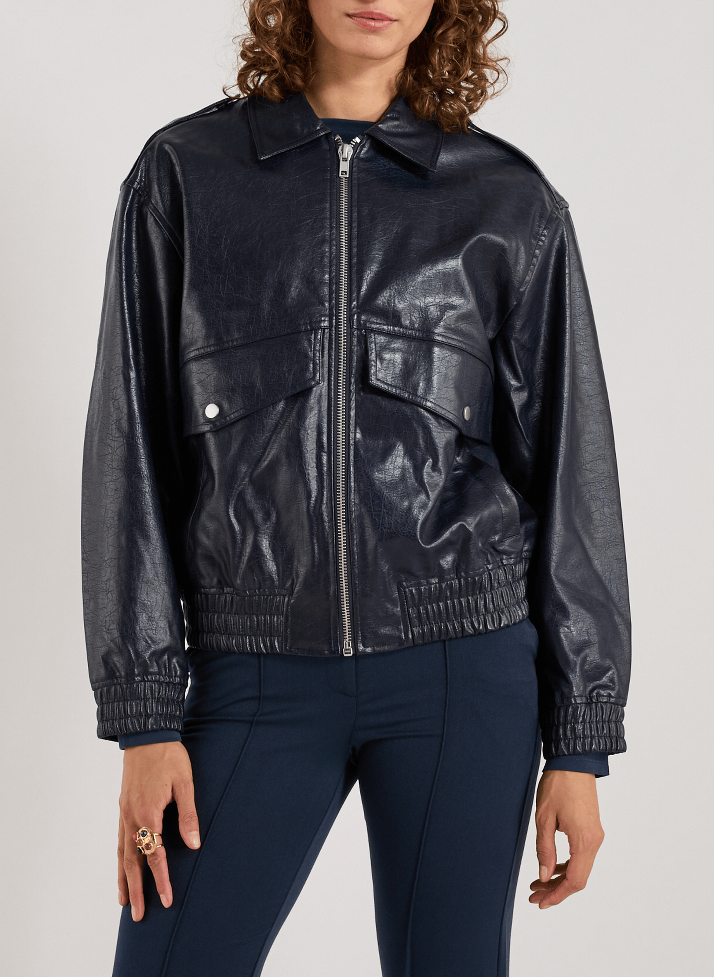 TOPSHOP Textured bomber Blue