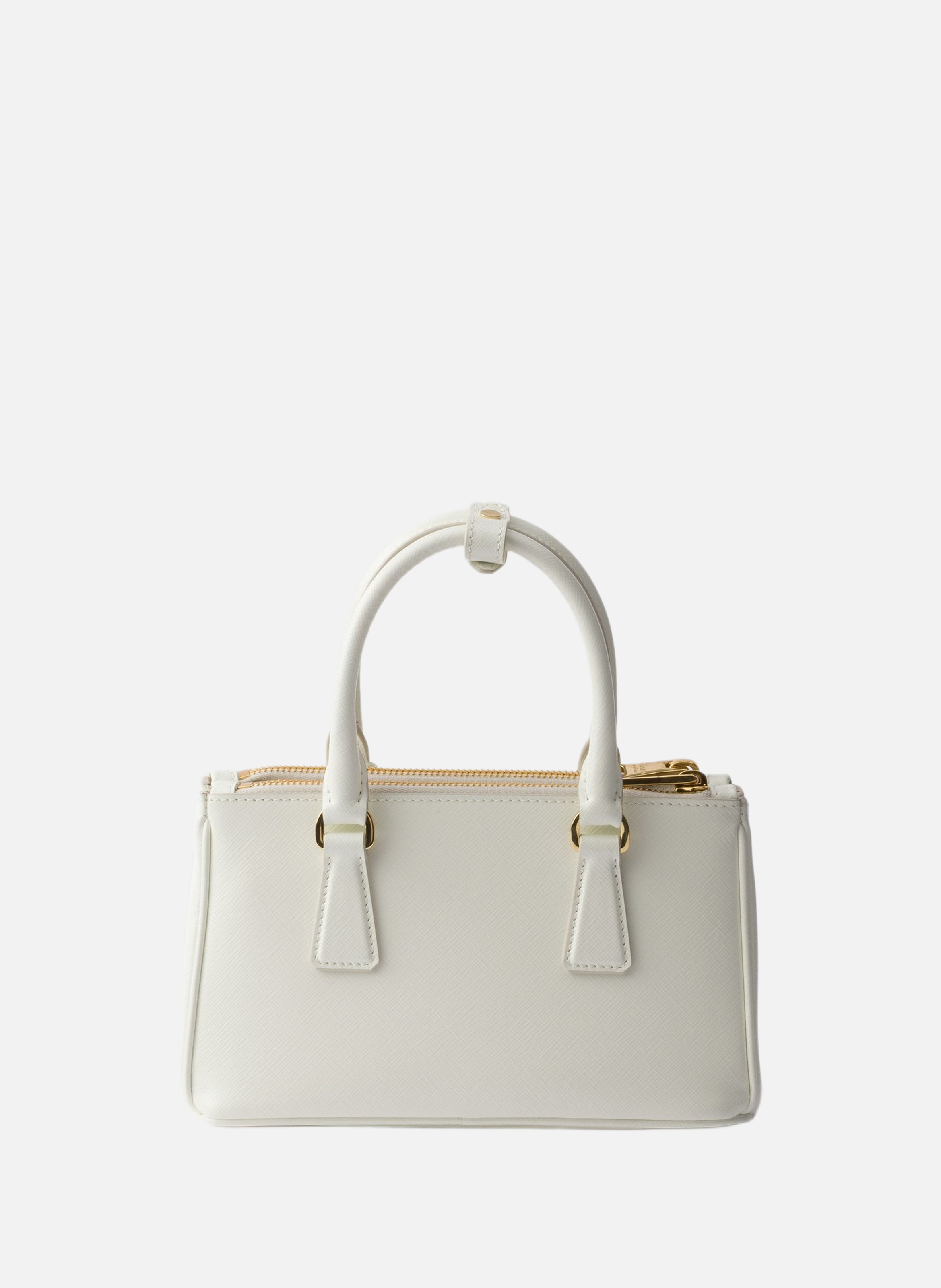 Mini sac prada galleria en cuir saffiano verni PRADA Blanc